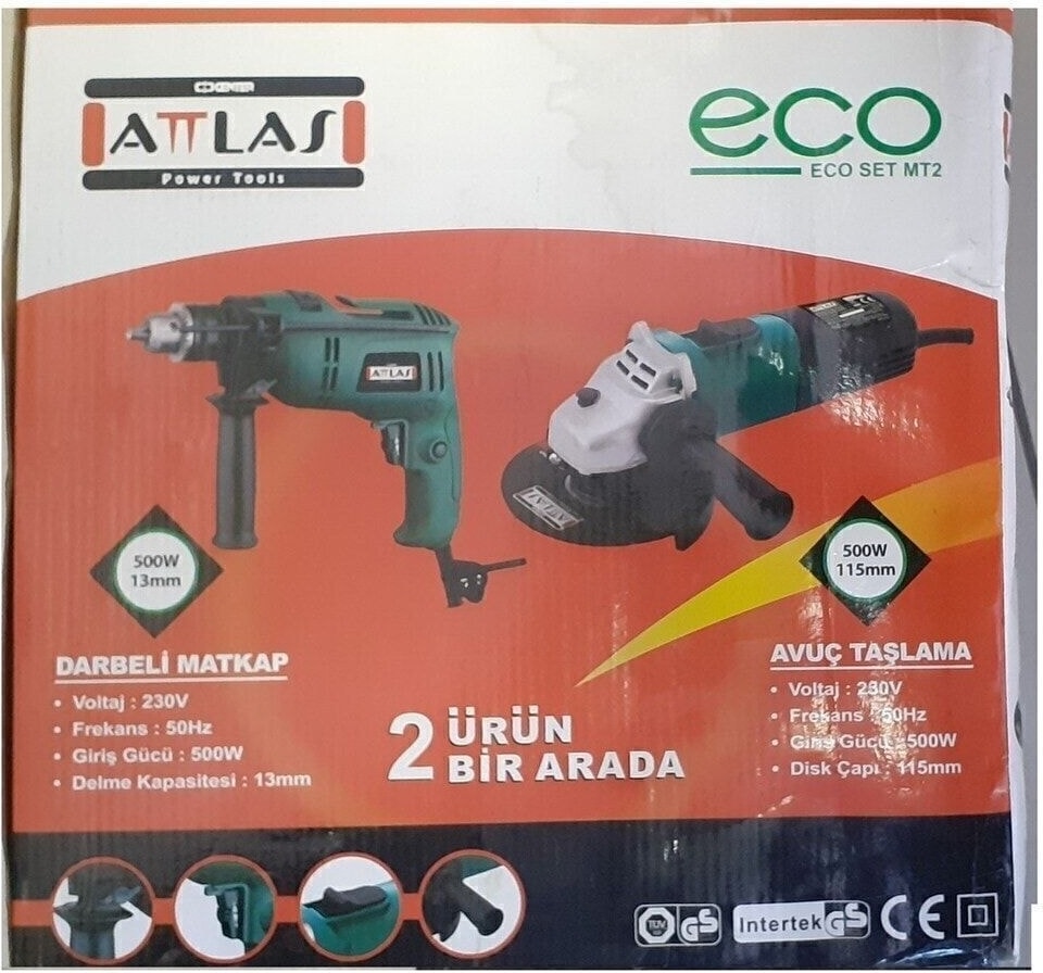 2 Yıl Eco Set Mt2 (Matkap+Taşlama) Eco S 500 500 Watt Kablolu Darbesiz