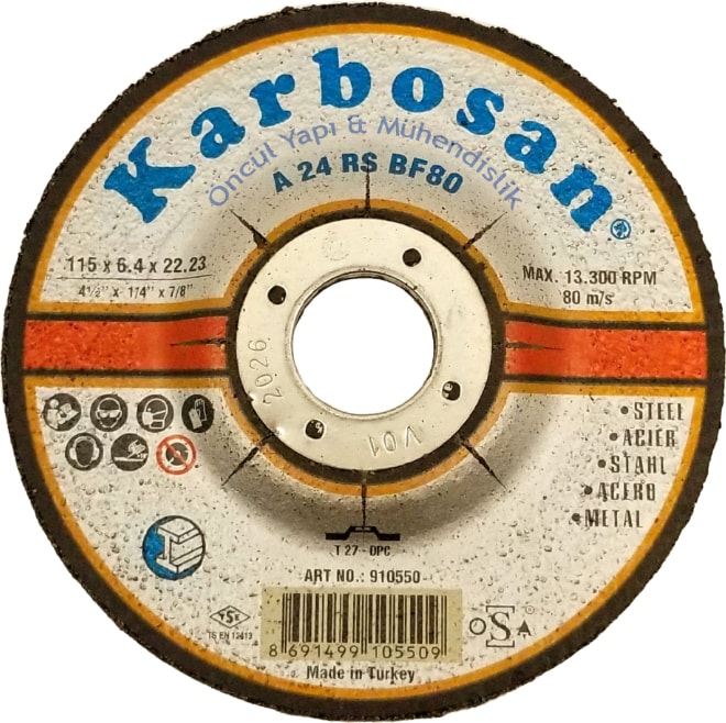 KARBOSAN Metal Silme Taşlama Taşı 115 x 6.4 10 Adet