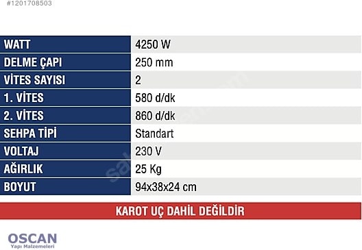 Karot Makinası Standart Sehpa MC-7550 S