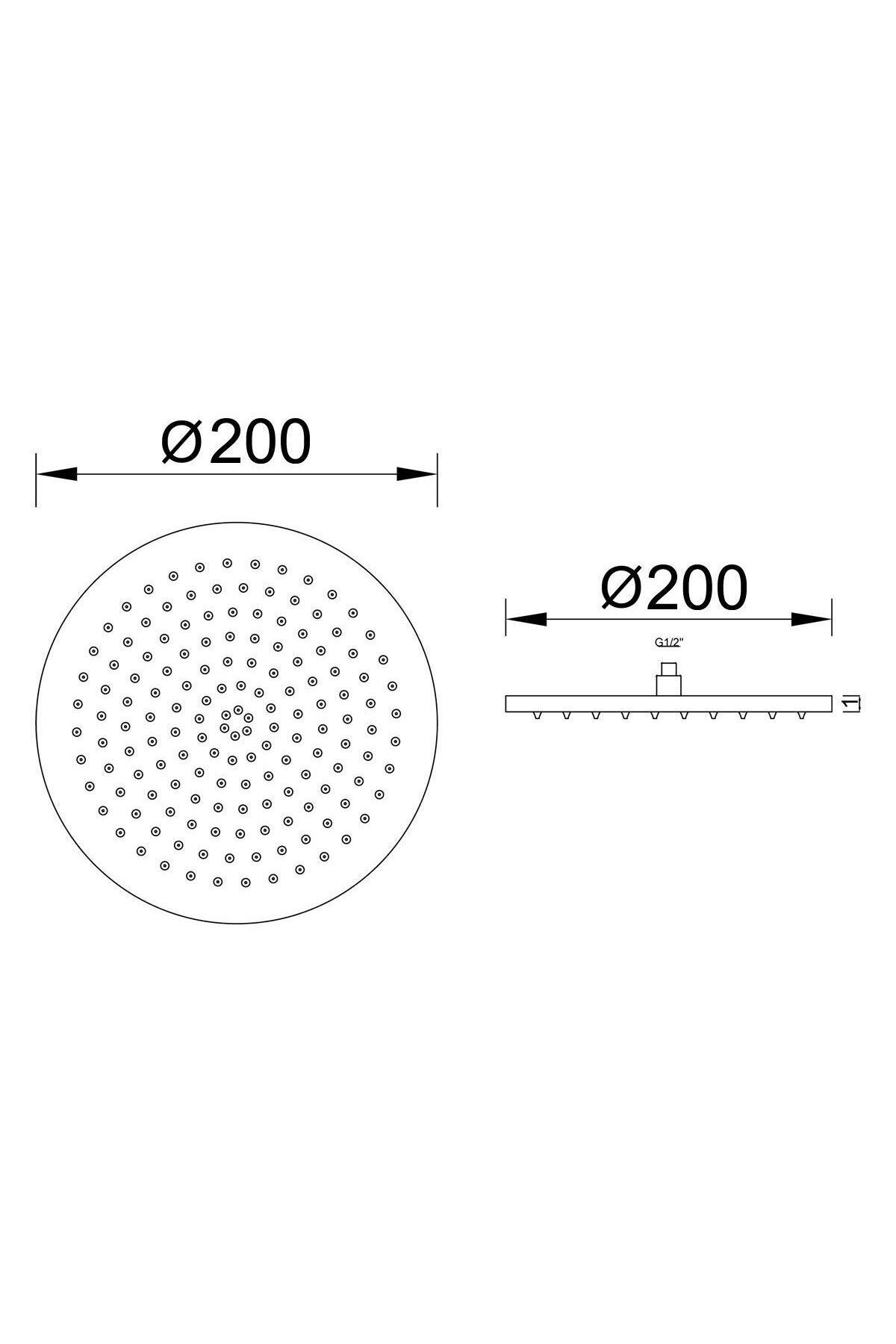 Tepe Duş Başlığı Oval Slim 304 Metal Ø20 cm Siyah KTD105-B