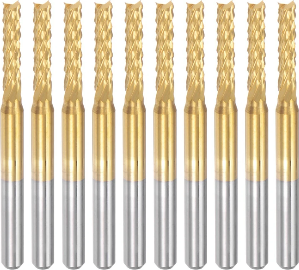 10 Adet Titanyum Kaplama Karbür Uçlu Freze Gravür Freze Kesici Cnc Yönlendirici Uçları Pcb Makinesi Için, 1/8 Inç Şaft 2.5mm (Yurt Dışından)