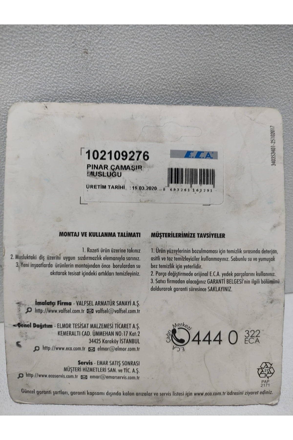 E.c.a Çamaşır Makina Musluğu Pınar Orjin Kutusunda