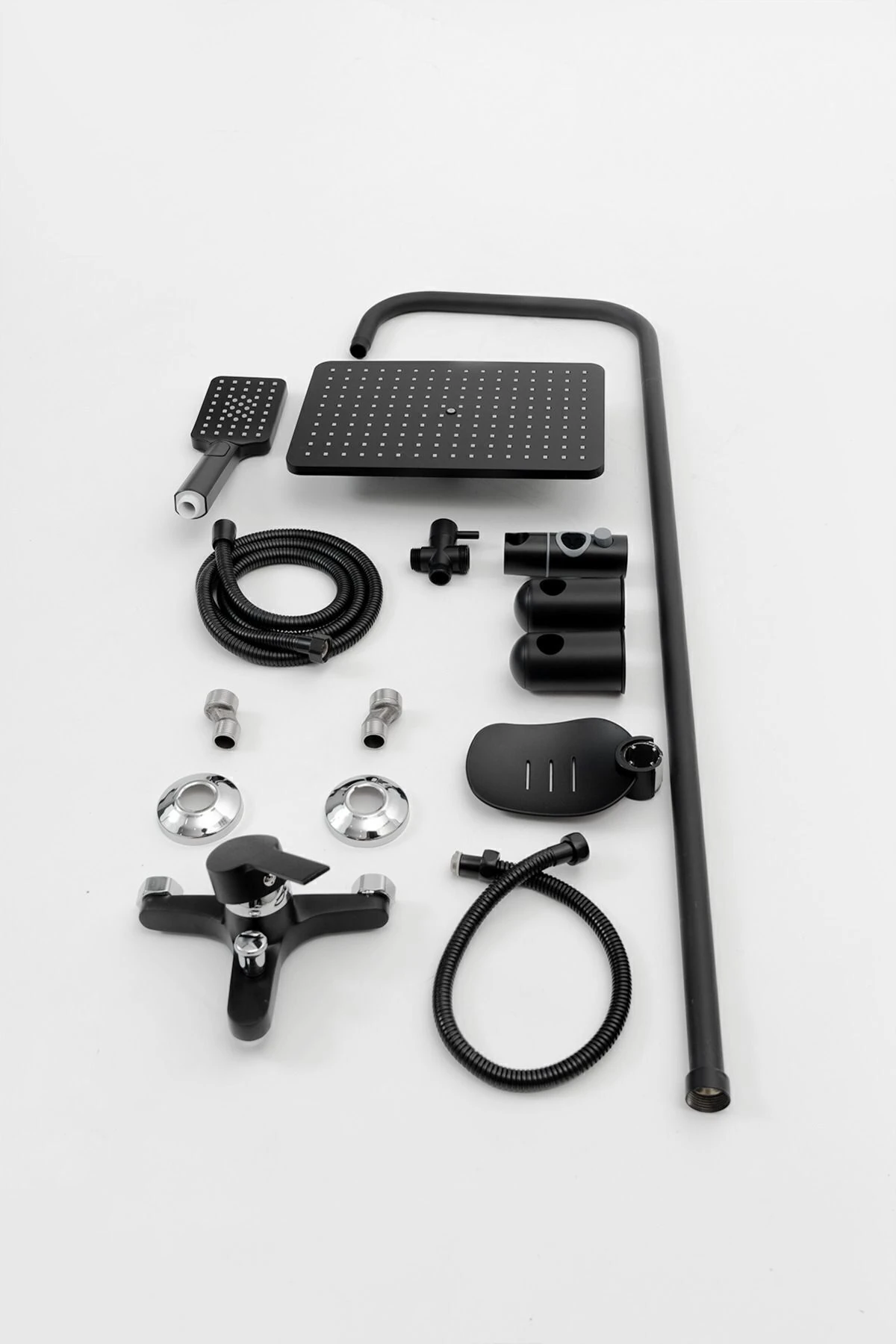 Siyah Tepe Yağmurlama Siyah Robot Seti Ve Siyah Banyo Bataryası Mix-2'li Set Damla Siyah Serisi