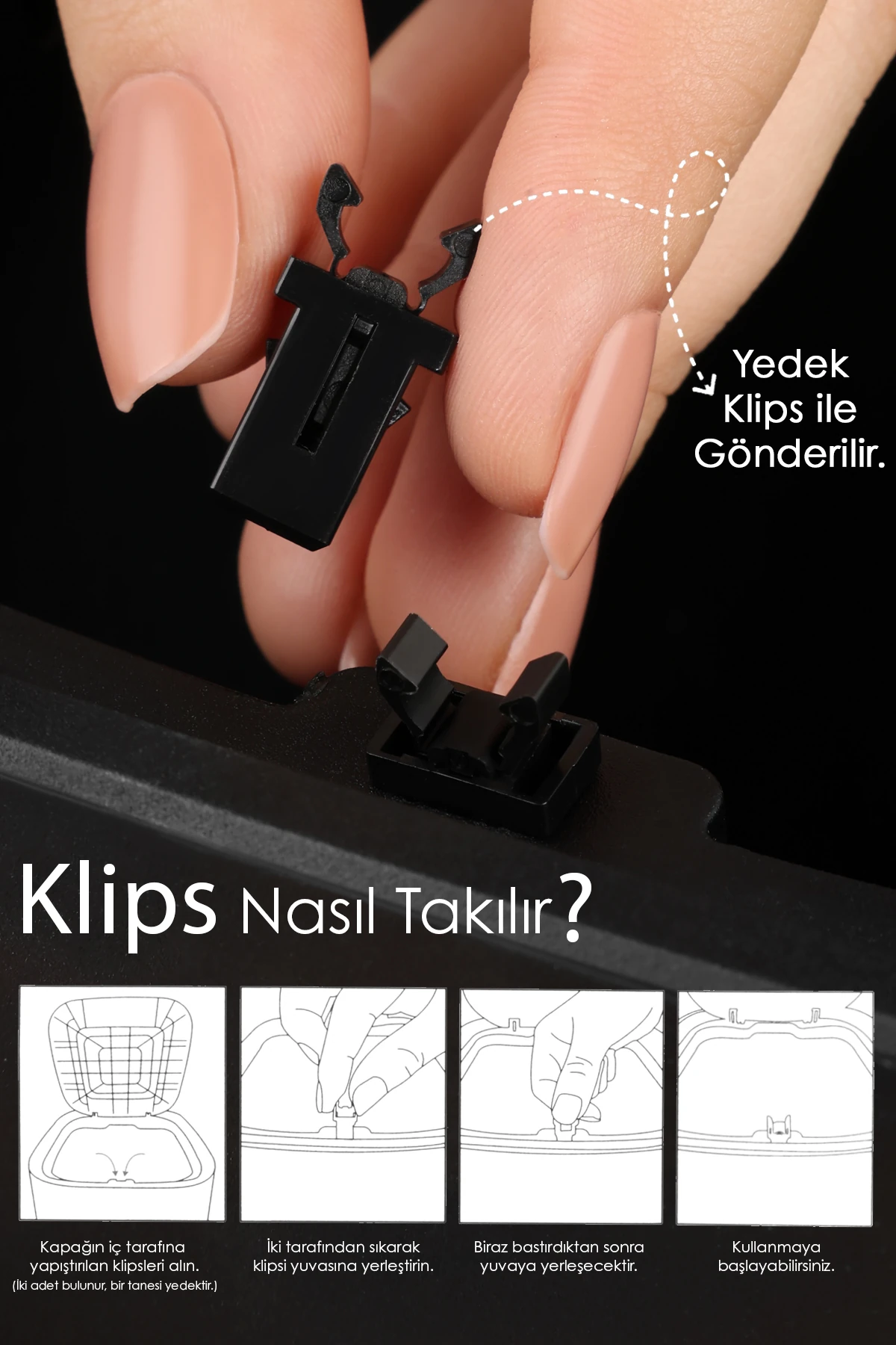 4Lt Ahşap Görünümlü Çöp Kovası - Akıllı Kapak Tutma Saplı Kovalı Tezgah Üstü Mutfak Çöp Kovası Siyah