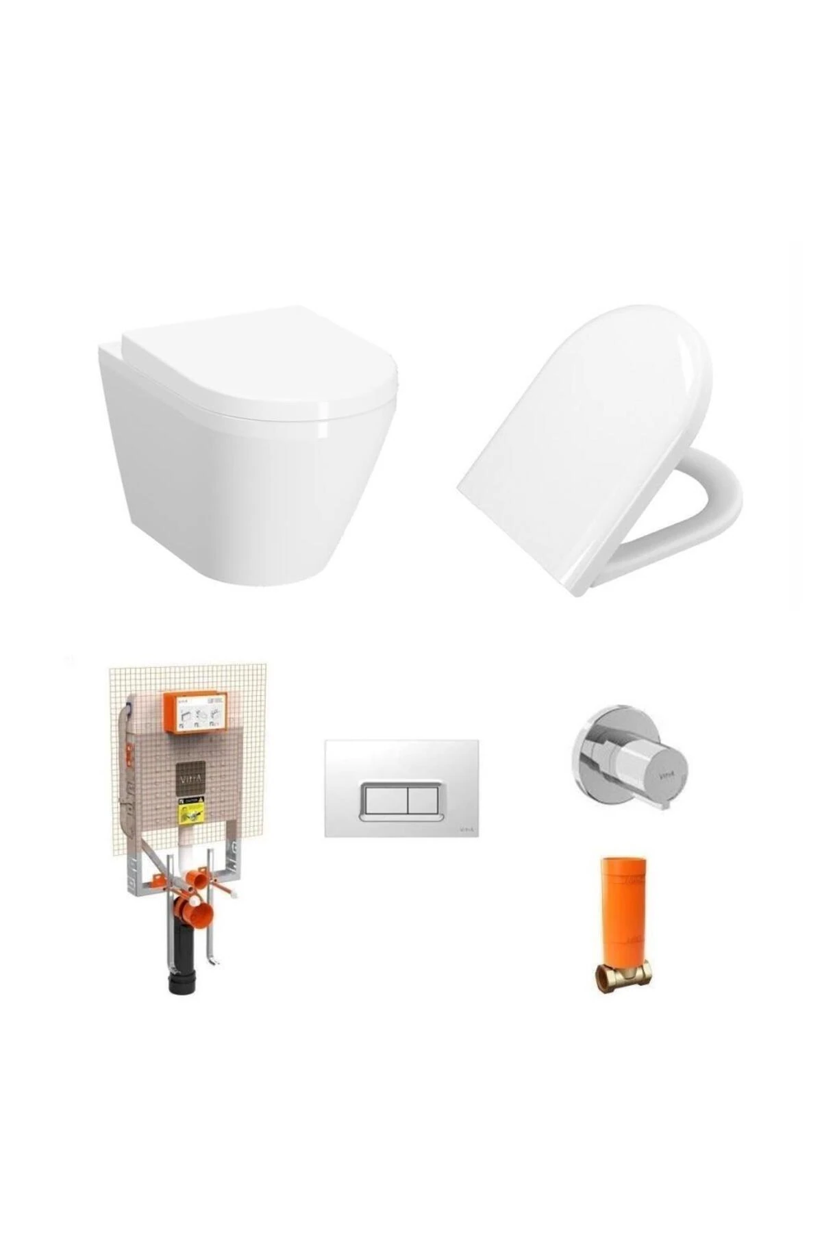 İntegra Kanalsız Asma Klozet (Yanları Kapalı) + Yavaş Kapak + Gömme Rezervuar Set