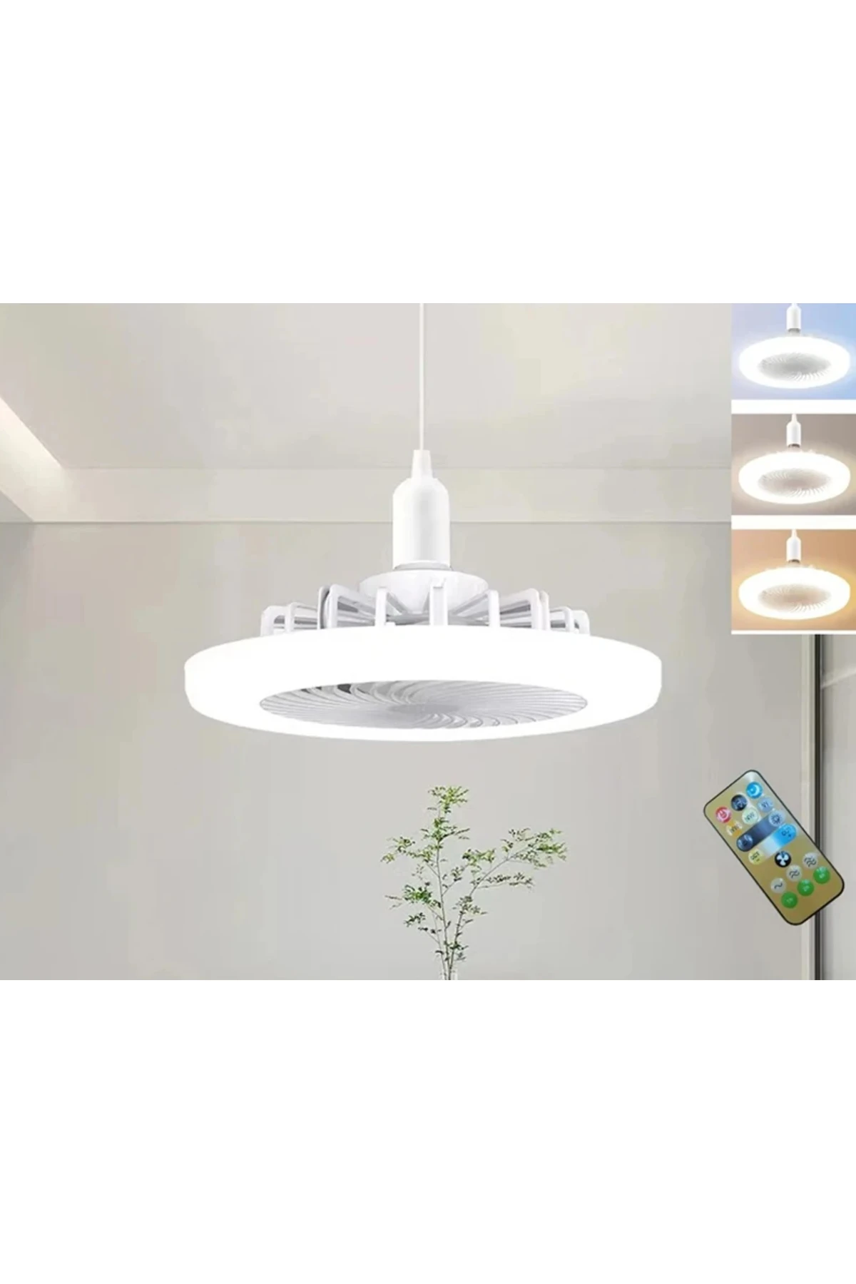CT-1153 Poyraz Fanlı LED 42 Watt Ampul Lamba Beyaz Işık Vantilatör Aydınlatma E27 3 Renk Dim Ed