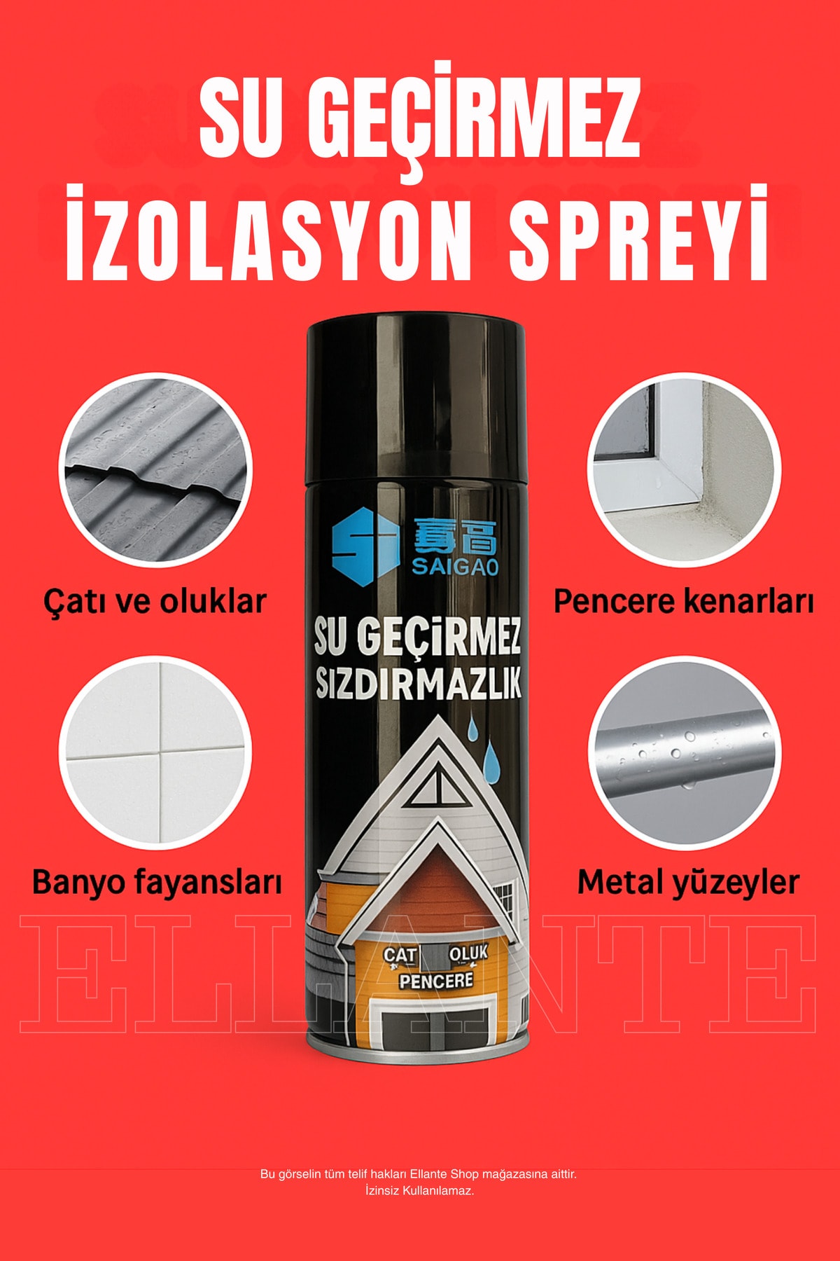 Su Geçirmez İzolasyon Spreyi – Çok Amaçlı Hızlı Onarım ve Koruma Spreyi SİYAH RENK 450 ml