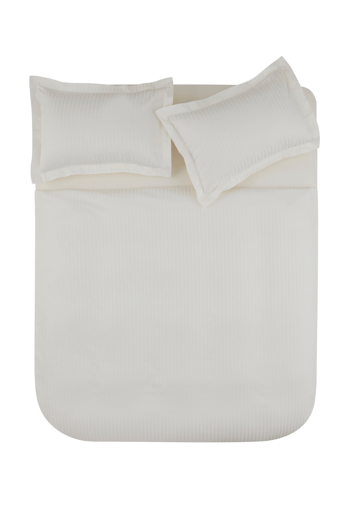 White Collection Minas Çift Kişilik Çizgili Saten Nevresim Takımı Beyaz