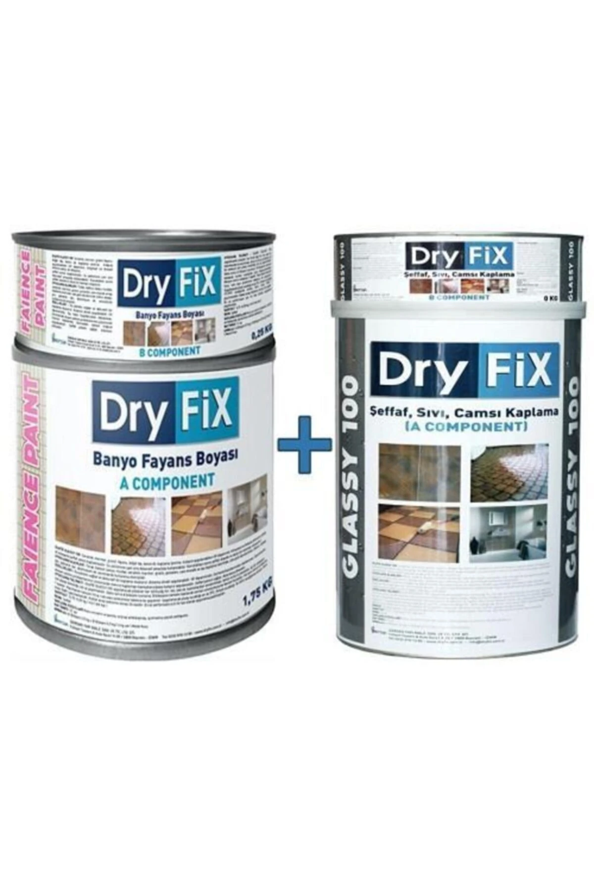 Glassy100 Sıvı Cam 2 Kg+faience Paint Fayans Boyası 2 Lt