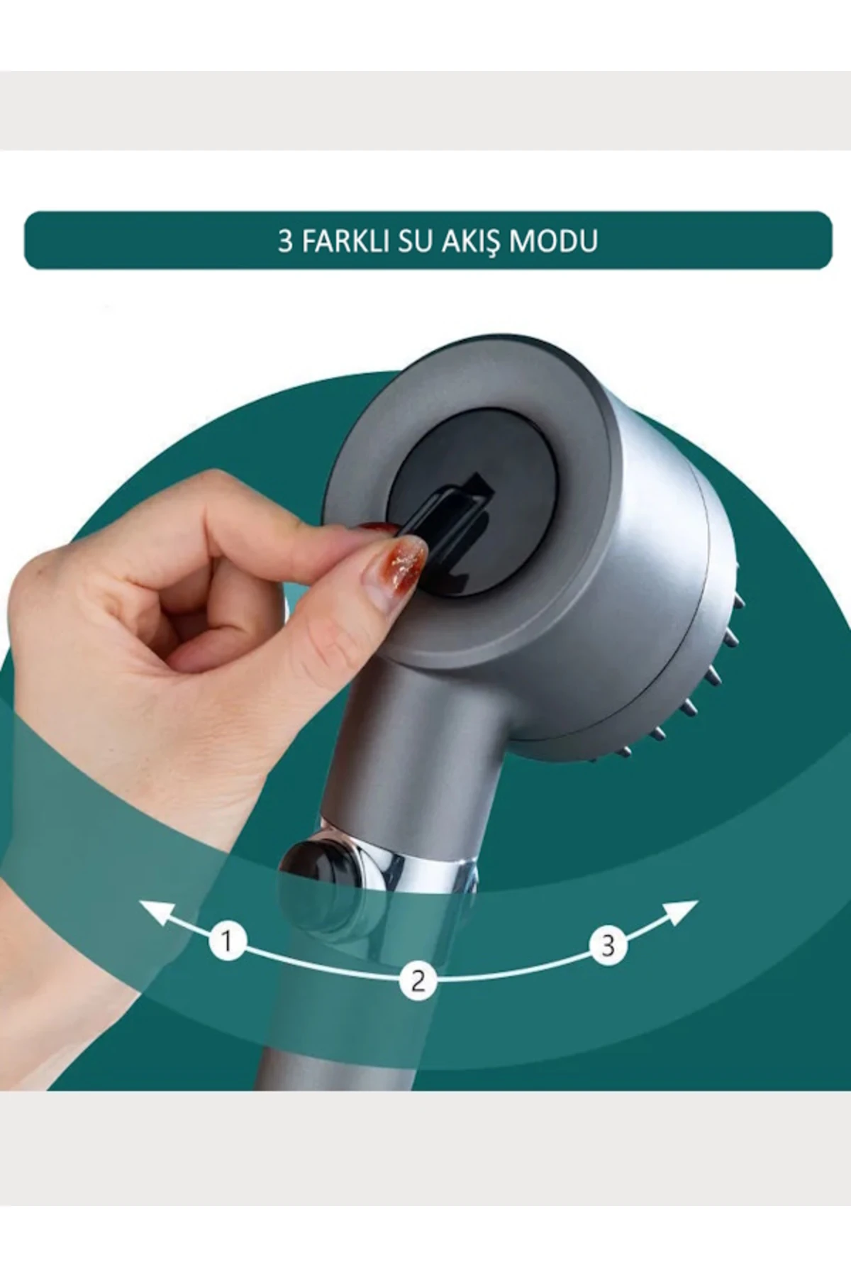 3 Fonksiyonlu Antrasit El Duşu ve Yedek 3 Filtreli Masajlı
