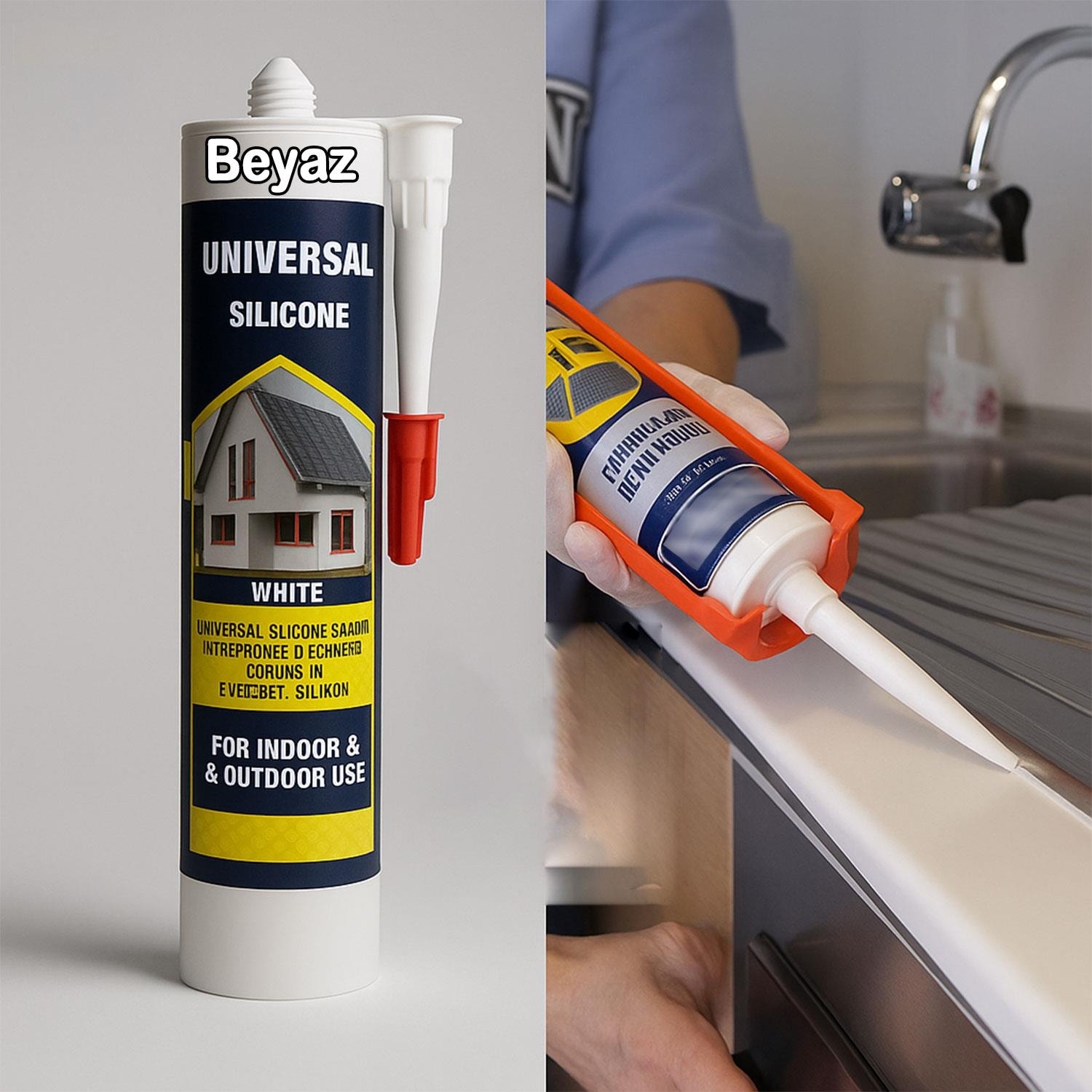 Universal Silikon Genel Amaçlı 280 ml Iç Dış Mekan Kapı Pencere Uygun Su Geçirmez Sızdırmazlık Beyaz
