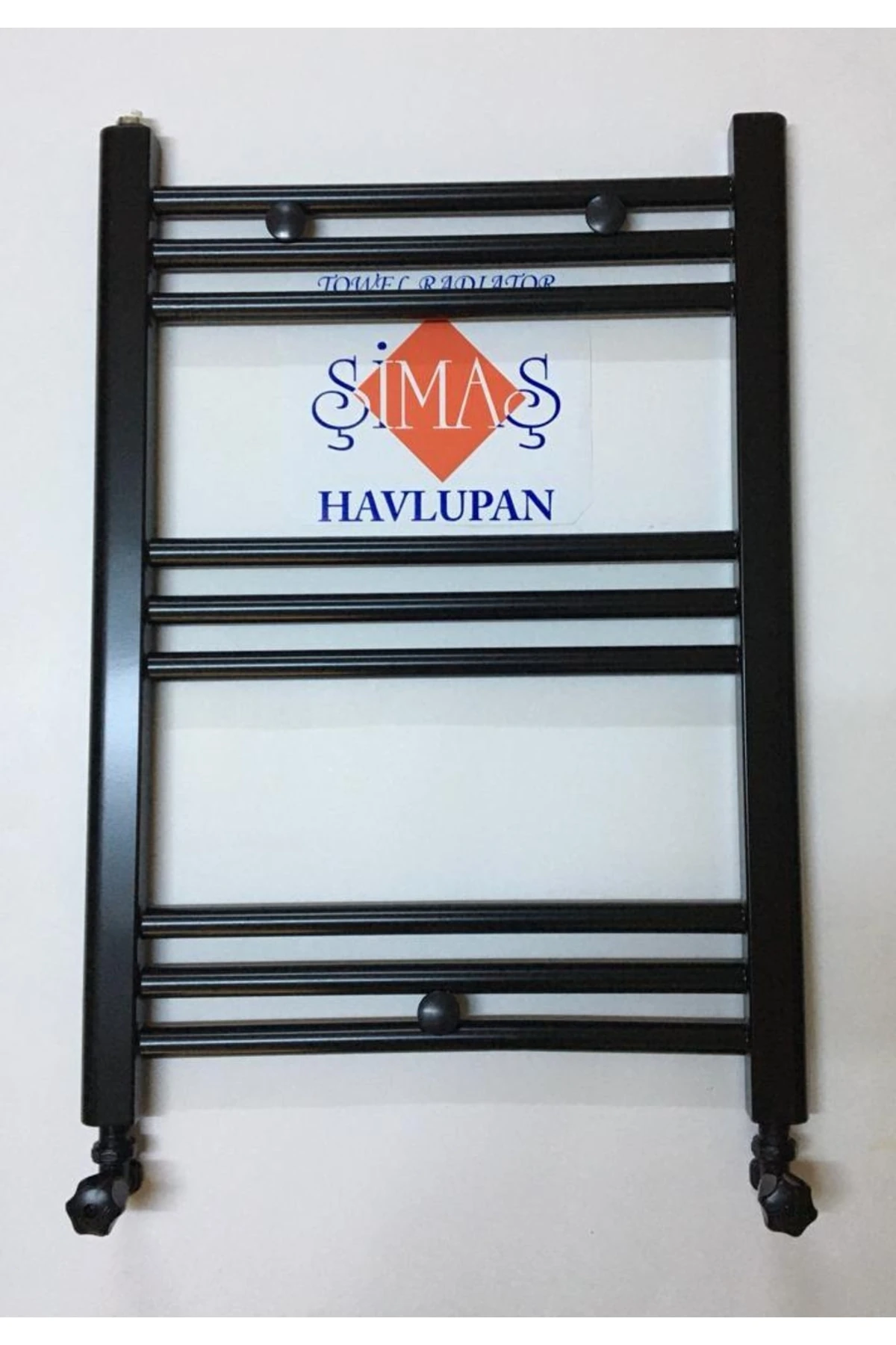 400x700 10 Borulu Siyah Havlupan + 2 Adet Radratör Vanası Mat Siyah