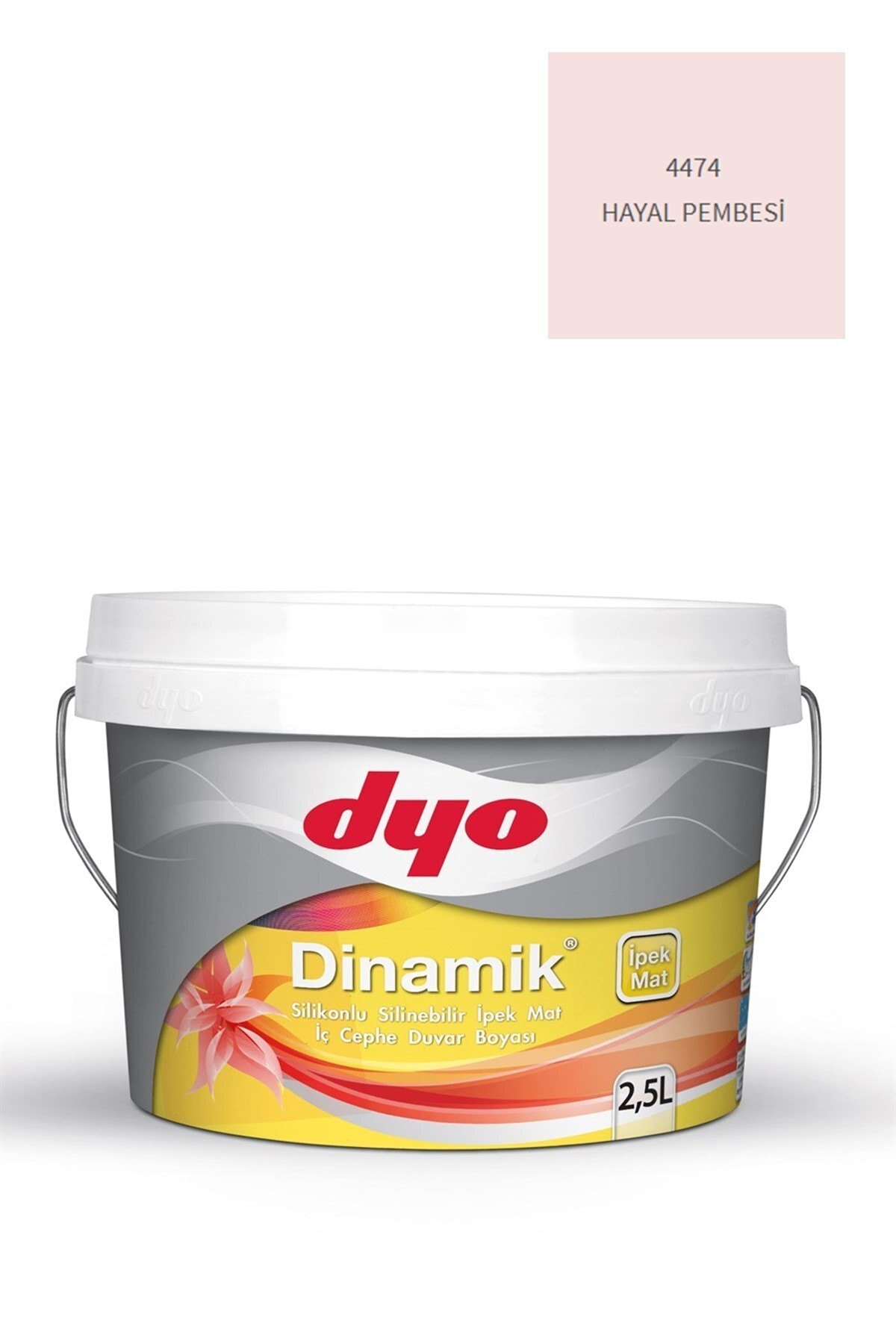 Dinamik Silikonlu Silinebilir Ipek Mat Iç Cephe Duvar Boyası 4474 Hayal Pembesi 2,5 Lt