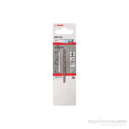 - Metal Matkap Ucu Hss-Co, Dın 338 - 3 X 33 X 61 Mm