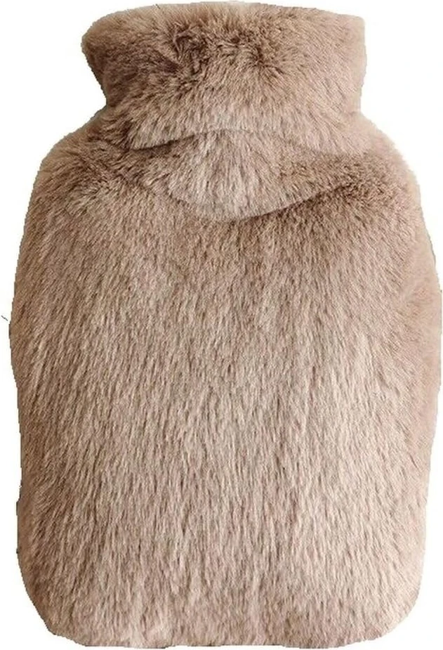 Sıcak Su Torbası Yan Cepli Bej Peluş Termofor 27X17X2CM 1 Litre