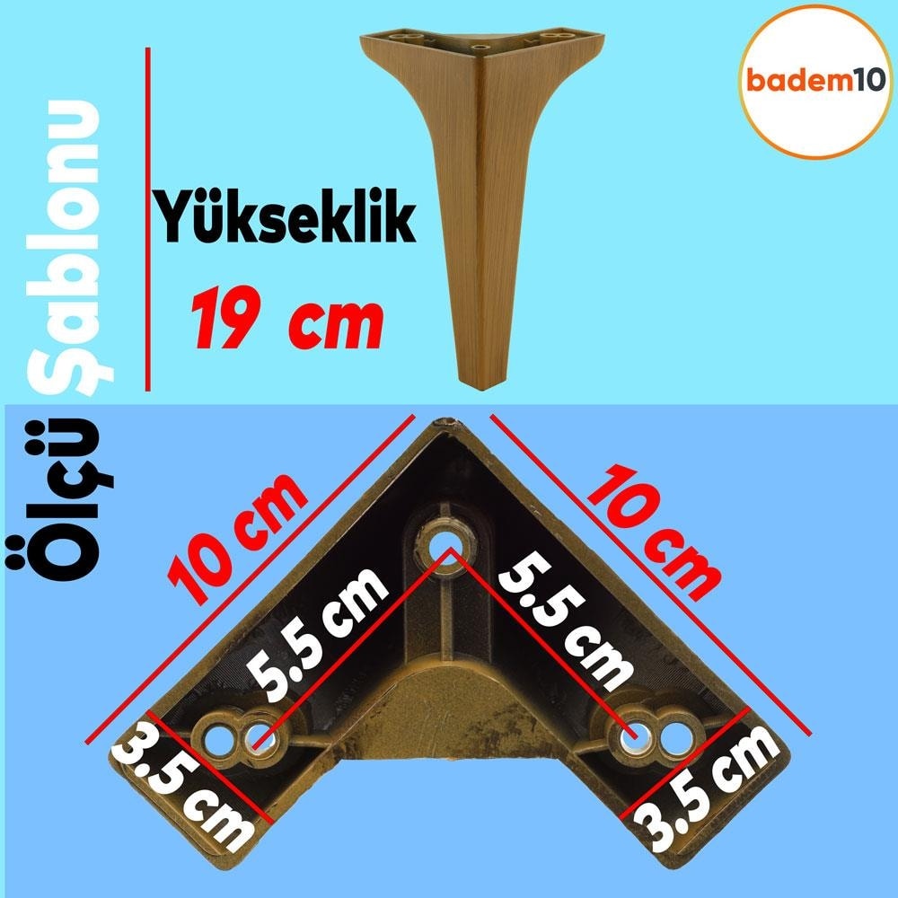 Sedef Lüks Mobilya Kanepe Sehpa Tv Ünitesi Koltuk Ayağı 19 cm Koyu Kahverengi Baza Ayakları