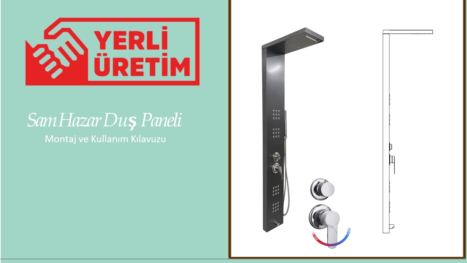 Sam Hazar Füme Duş Paneli, Anti Finger Duş , Masajlı Duş Seti, Robot Duş, Dikey Jakuzi