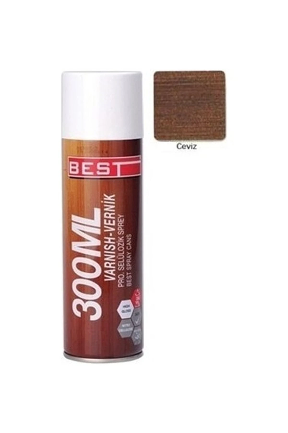 Selülozik Sprey Ahşap Metal Vernik 300 Ml Ceviz Renk