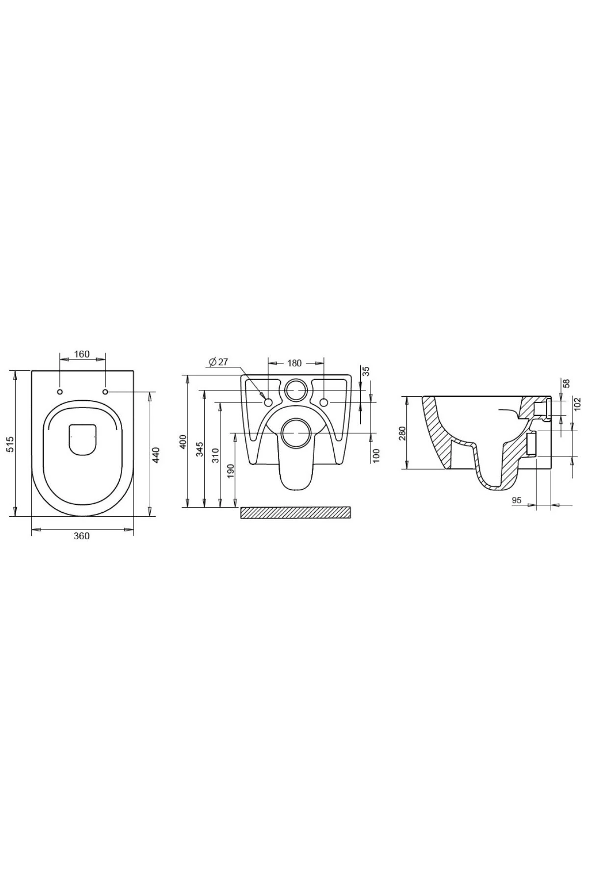 Turavit Rondo Beyaz Kanalsız Asma Klozet RND5512, Nkp Grande Yavaş Kapak