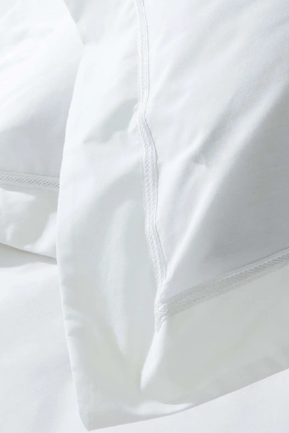 White Collection Ada Beyaz Zincir Şeritli Percale Çift Kişilik Nevresim Takımı