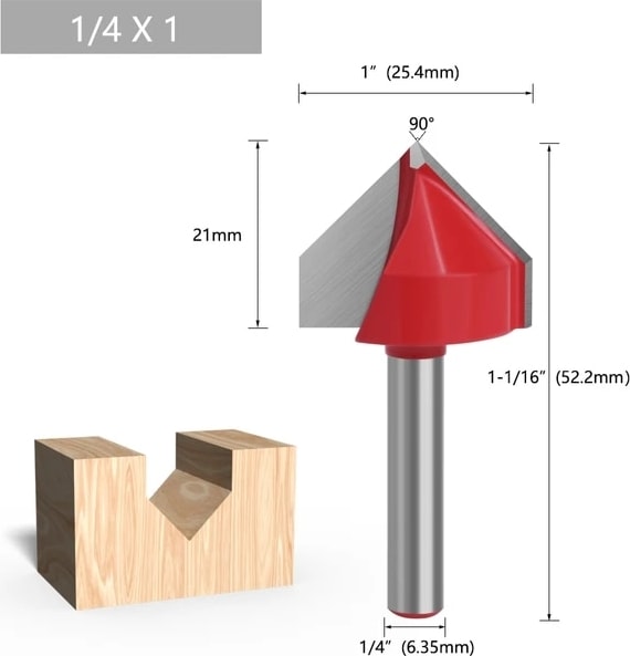 08 1 Adet 1/4 "6.35MM 6mm Shank Freze Kesicisi Ahşap Oyma 90 V Tipi Planya Kesici Oyma Kanal Açma Araçları Yönlendirici Bit Seti Güvenlik (Yurt Dışından)