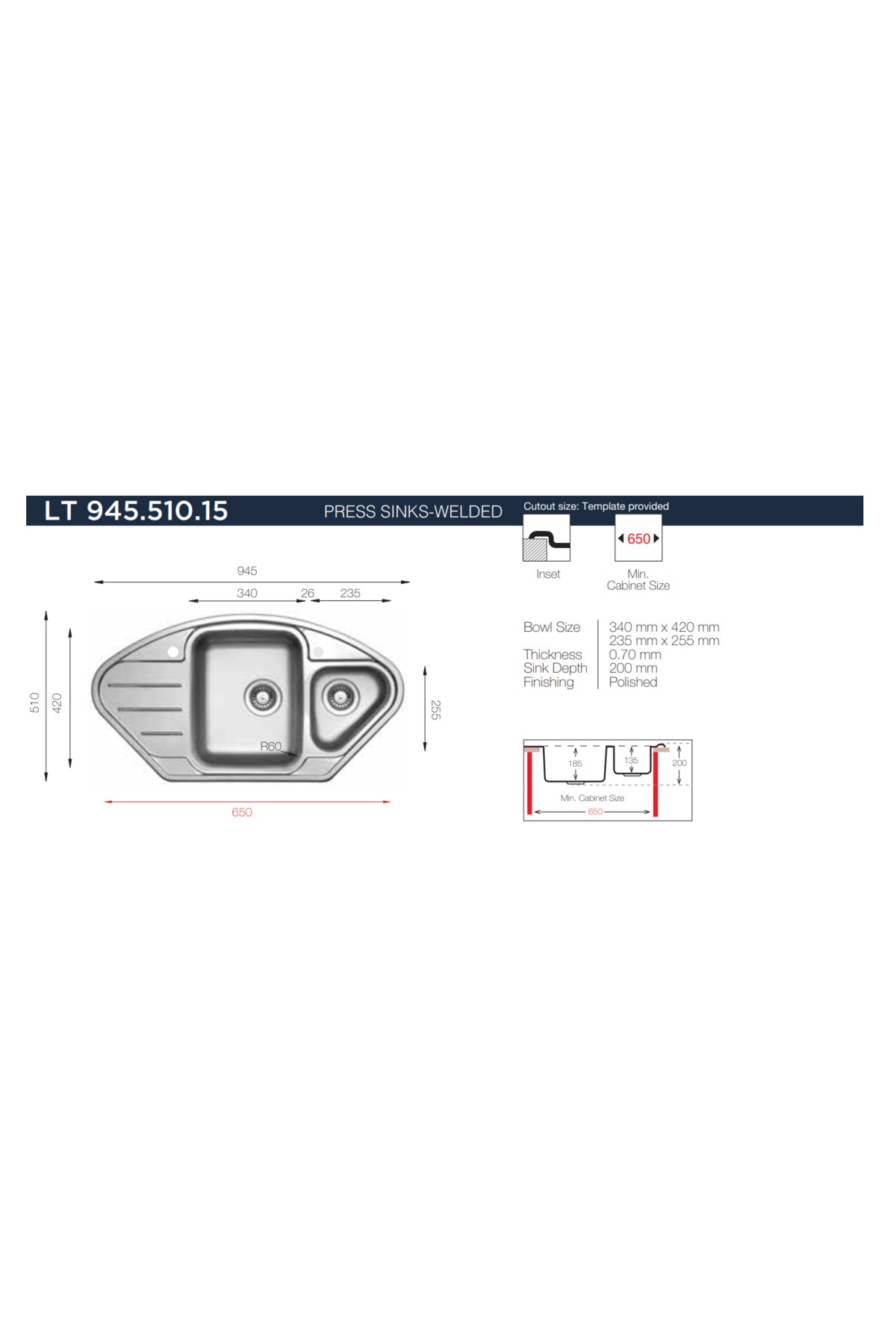 Lotus Modeli 1.5  Gözlü Köşe Paslanmaz Çelik Eviye  LT 915.510 Mikro Keten