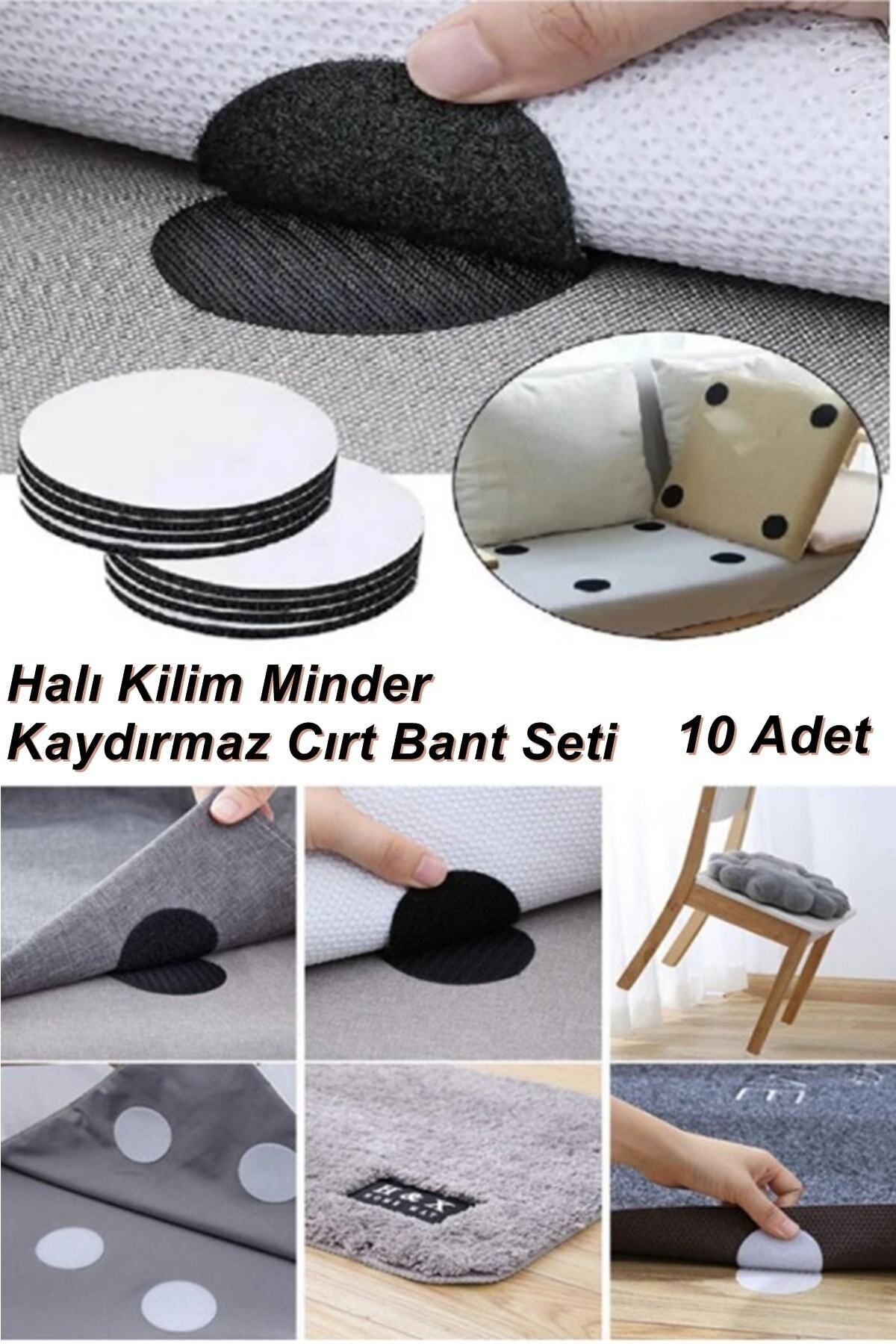 Pratik 10 Adet Halı Kilim Minder Nevresim Örtü Kaydırmaz Cırt Bant Seti Yapışkanlı Halı Kaydırmaz