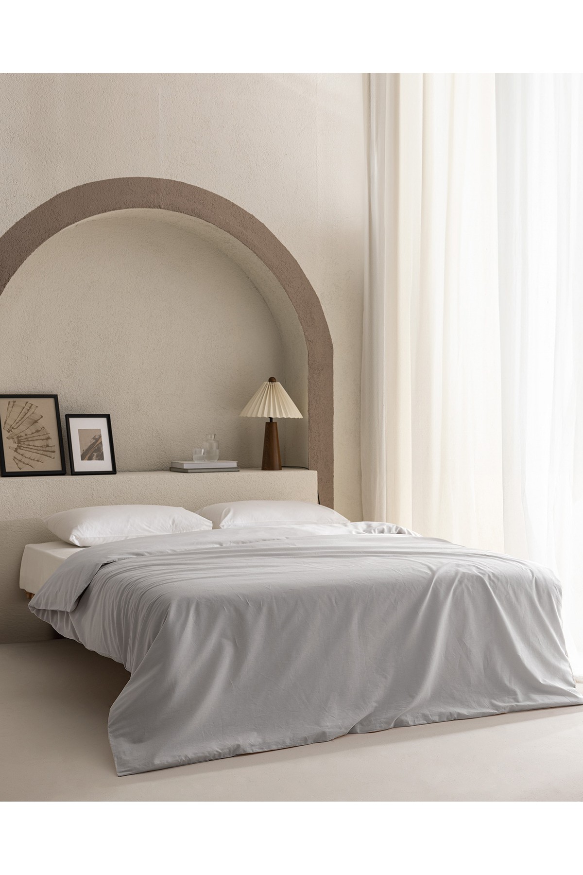 Manon King Size %100 Pamuk Ranforce Düz Nevresim - Gri