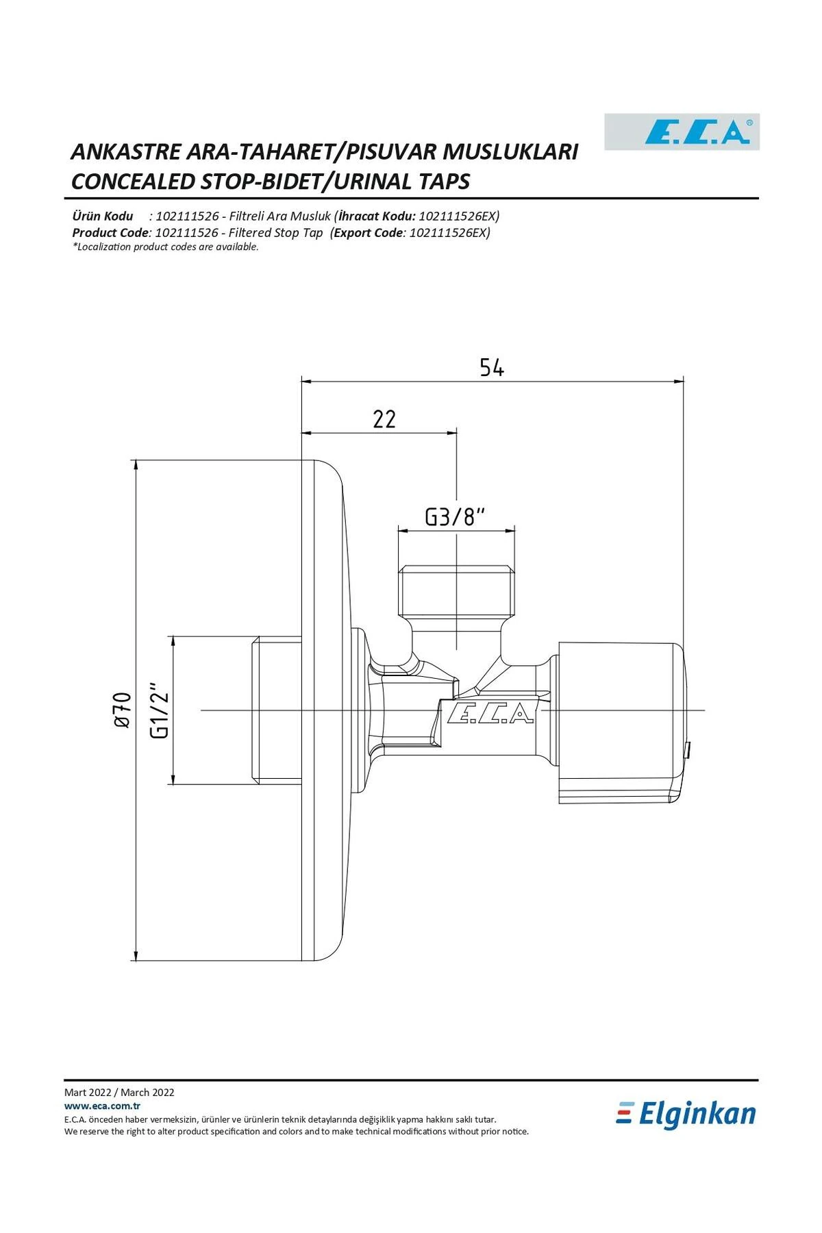 Filtreli Ara Musluk 102111526