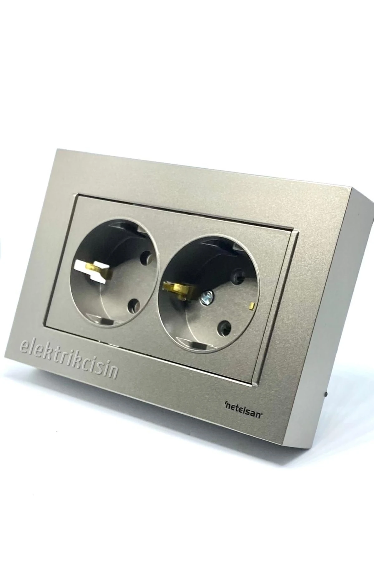 Byobu Füme Ikili Sıva Altı Topraklı Priz (Çerçeve Dahil) 12 Adet