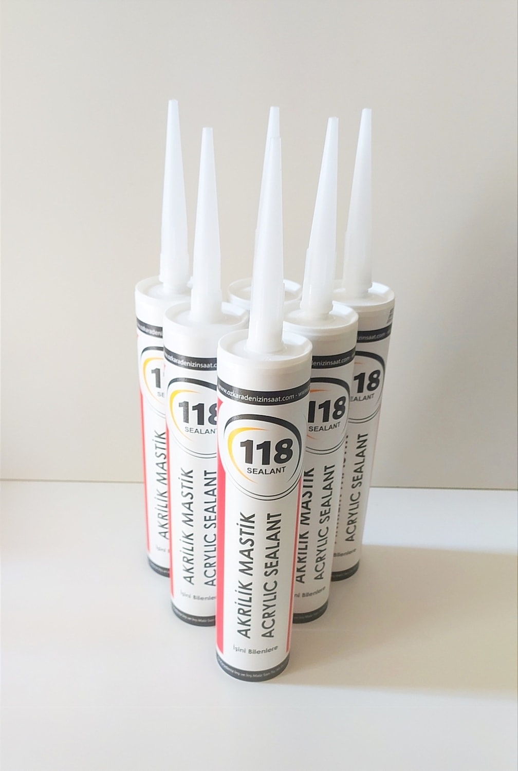 5 Adet Beyaz Silikonize Mastik / Çekomastik 450 Gr.