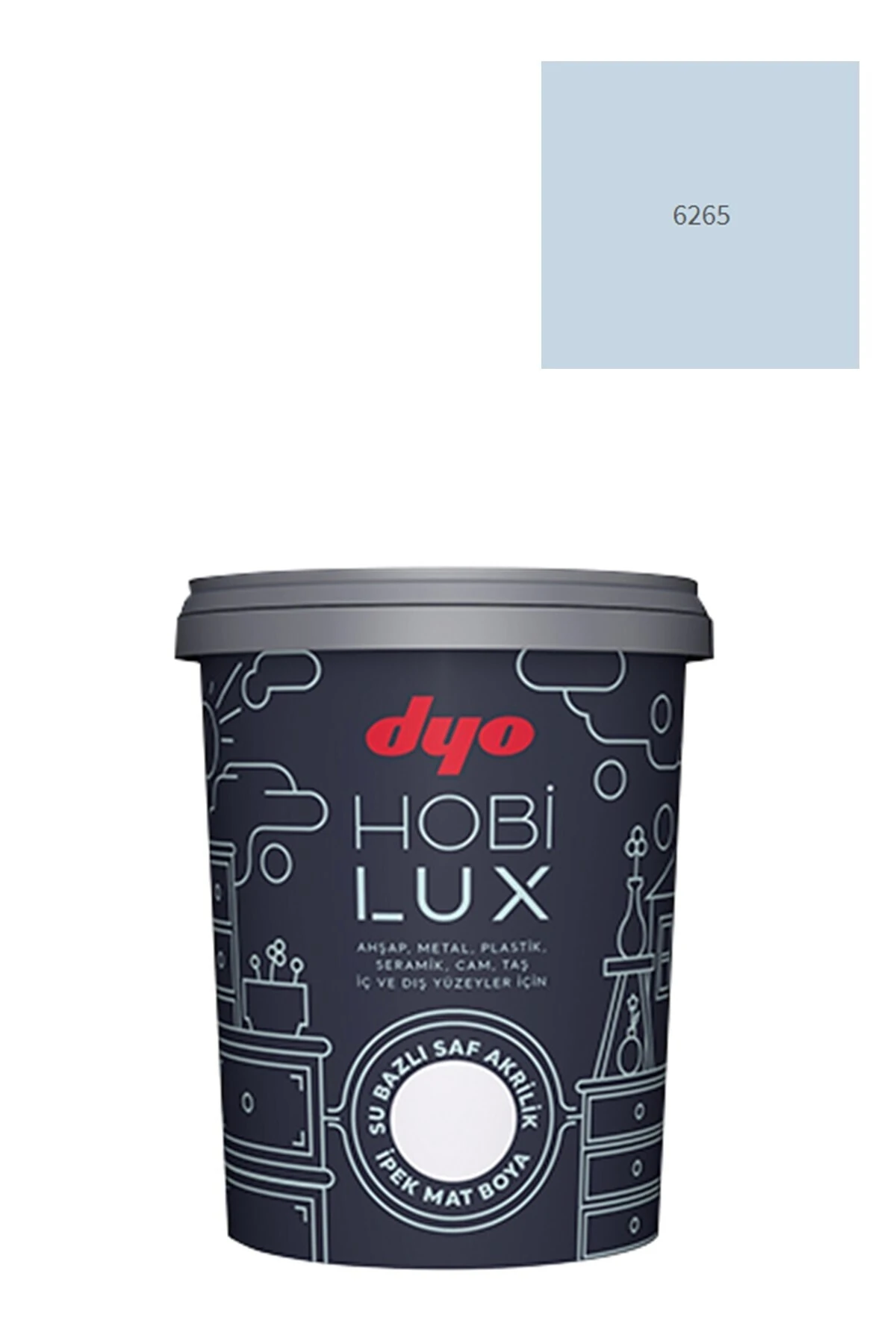 Dyo Hobilux Su Bazlı Saf Akrilik Ipek Mat Boya 0,9 Lt Hobi Boya 6265 Nazarlık