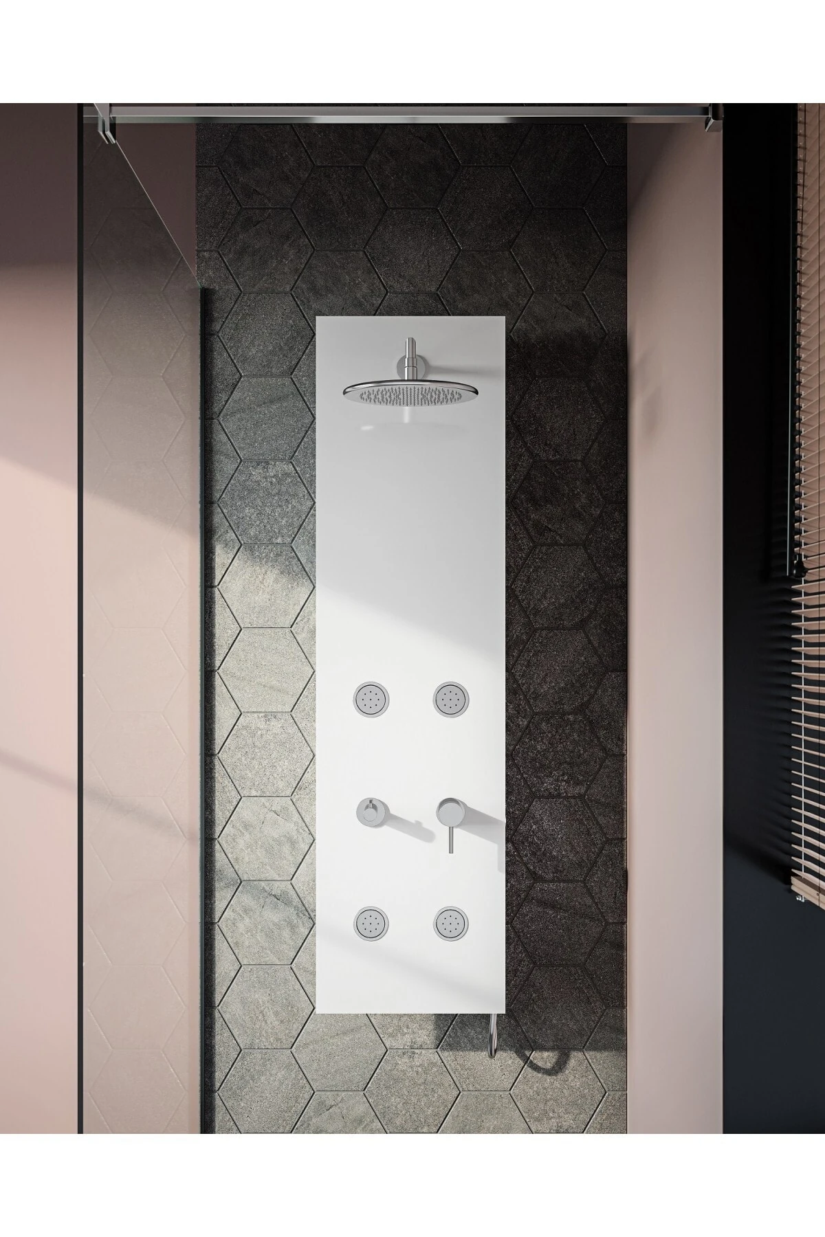 Origin A45804 Masajlı Duş Sistemi, Beyaz Cam - Krom