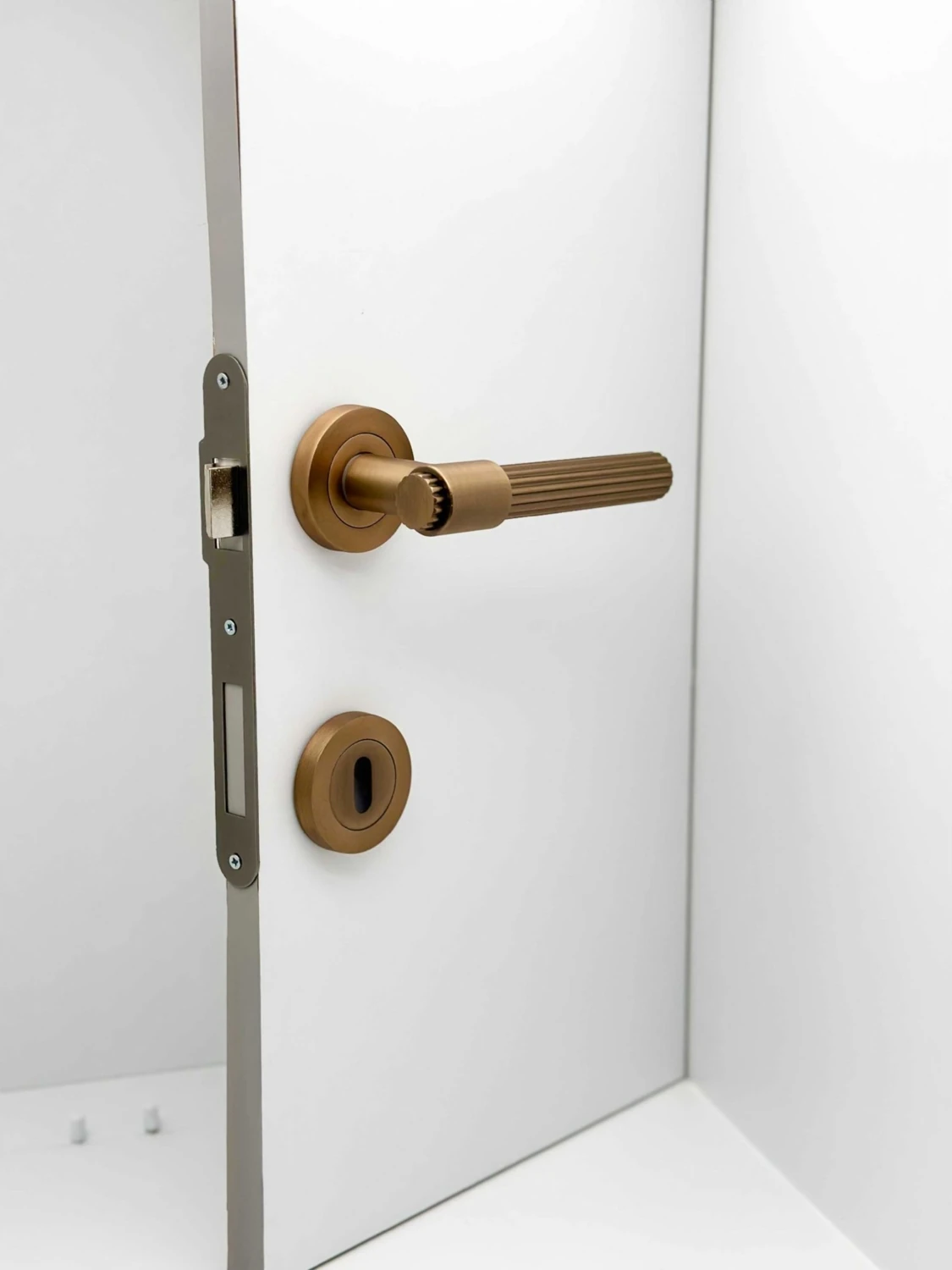 Erva Handles ZK79 Mat Antik Sarı Rozetli Yale Çelik Kapı Kolu 1 Takım