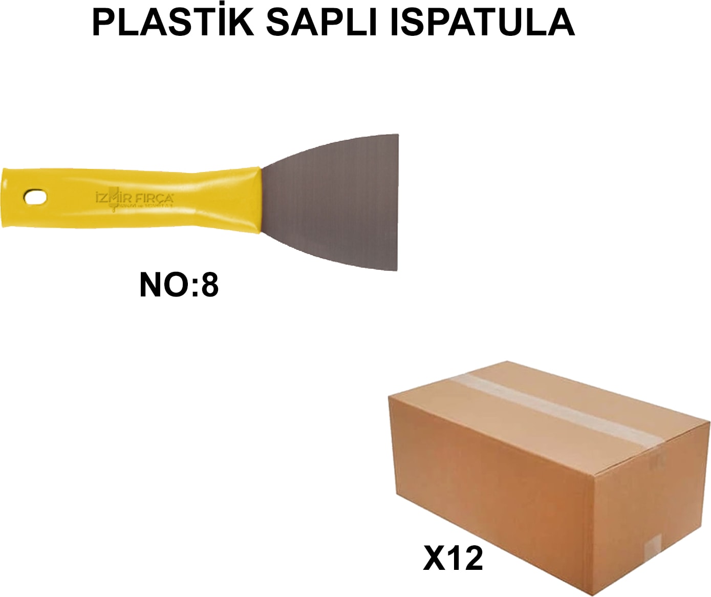 Izmir Fırça Arge Toptan Plastik Saplı Ispatula No:8 - 12 Adet 007192