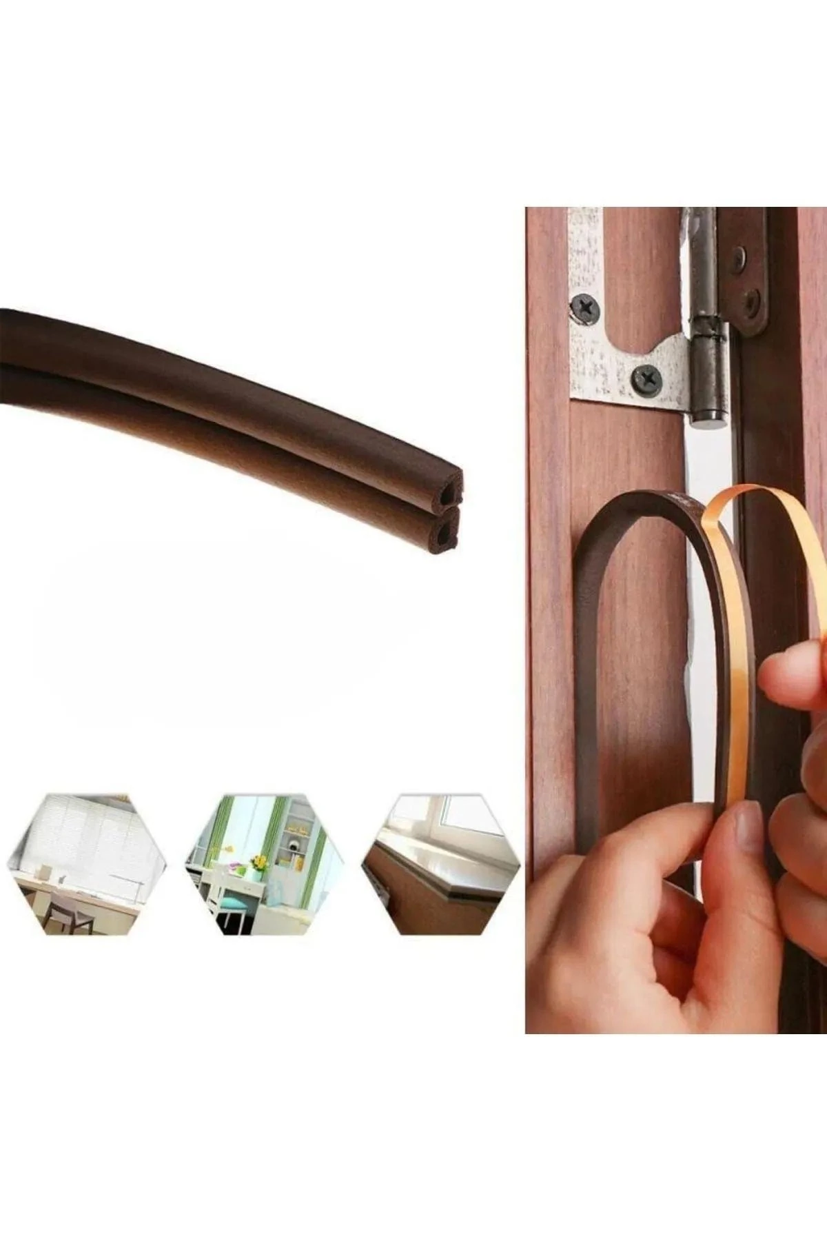 Kapı Pencere Bandı 16x2=32 Mt Su Geçirmez Izolasyon Fitili Ses Soğuk Isı Yalıtım Bandı (kahverengi)