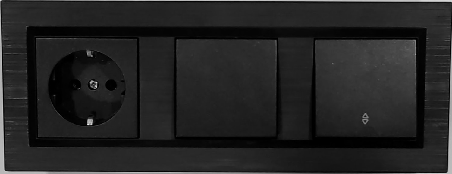 Quantum Siyah Topraklı Priz+Anahtar+Vaviyen 3'lü Set (ovivo)