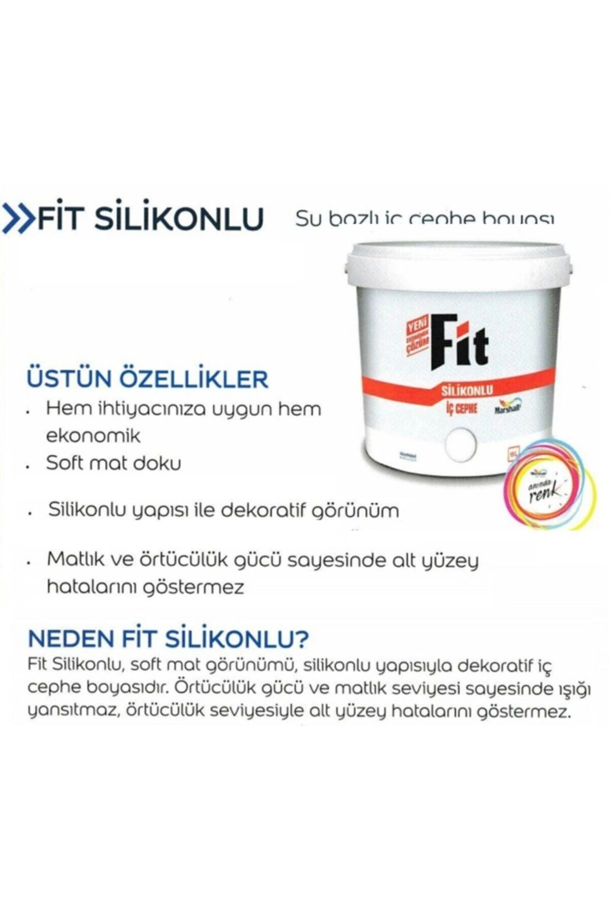 Fit Silikonlu Iç Cephe Duvar Boyası 10 Kg Akarsu