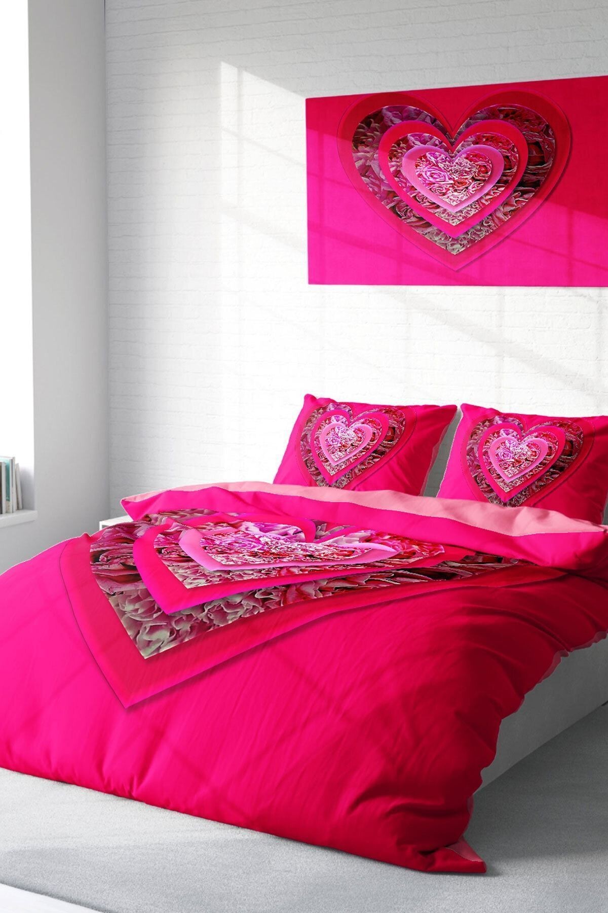 Pink Valentine 3d Çift Kişilik Nevresim Takımı