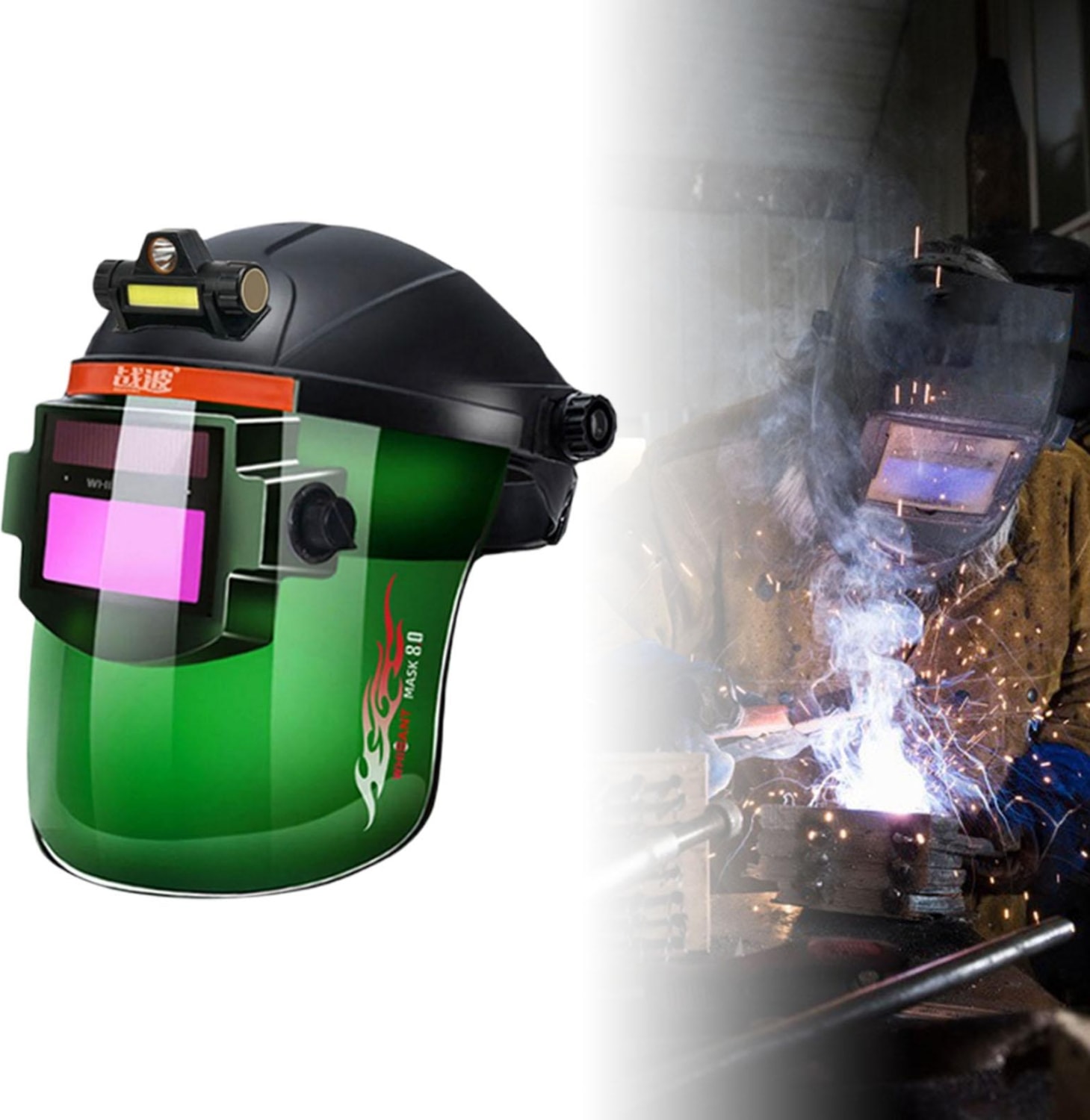 Güneş Enerjili Otomatik Kararan Kaynak Kask Kaynakçı Gözlük Aralığı Için 9-13 Geniş Gölge (Yurt Dışından)