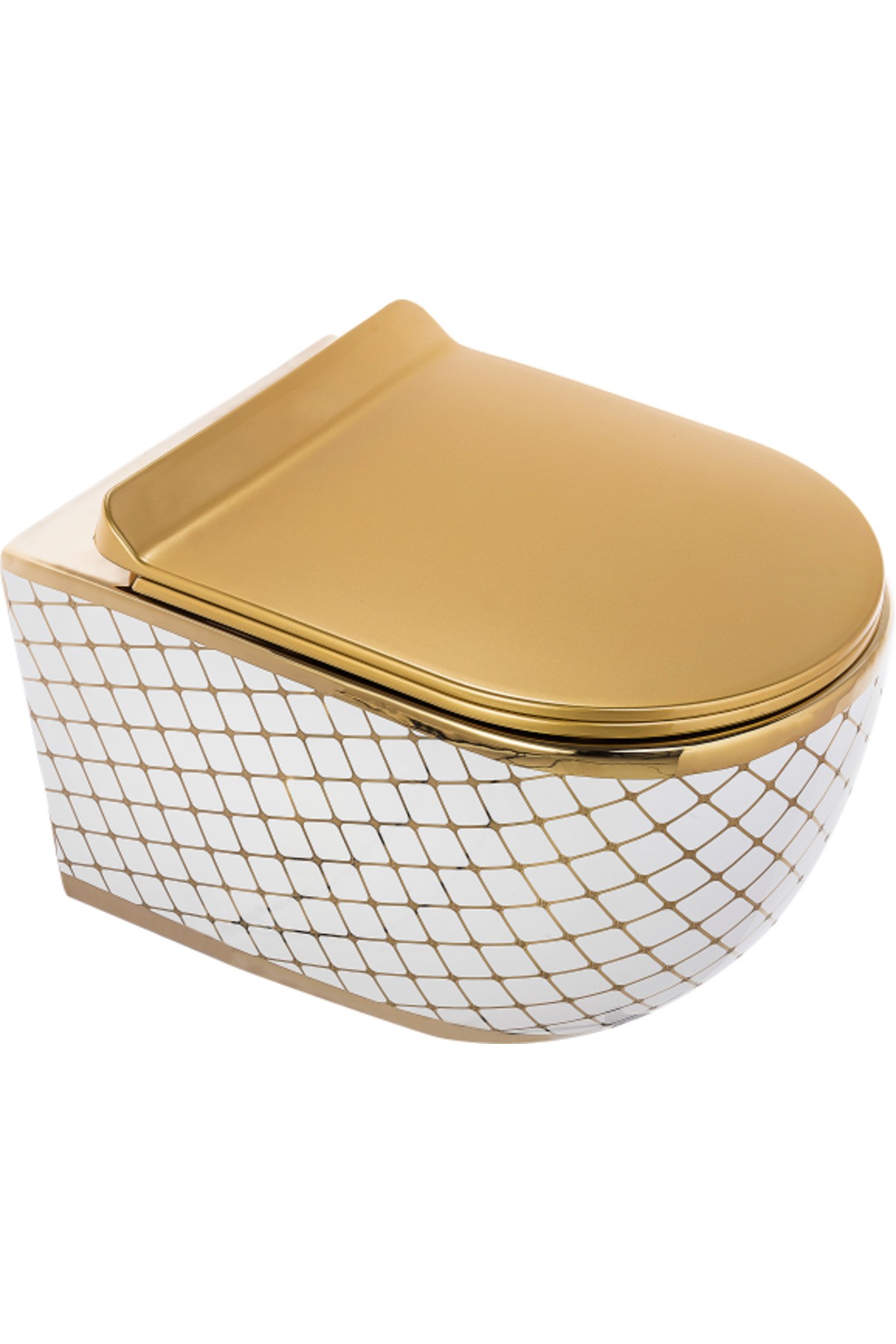Pure Geo. Beyaz Altın Kanalsız Asma Klozet Wh-783+soft Kapak
