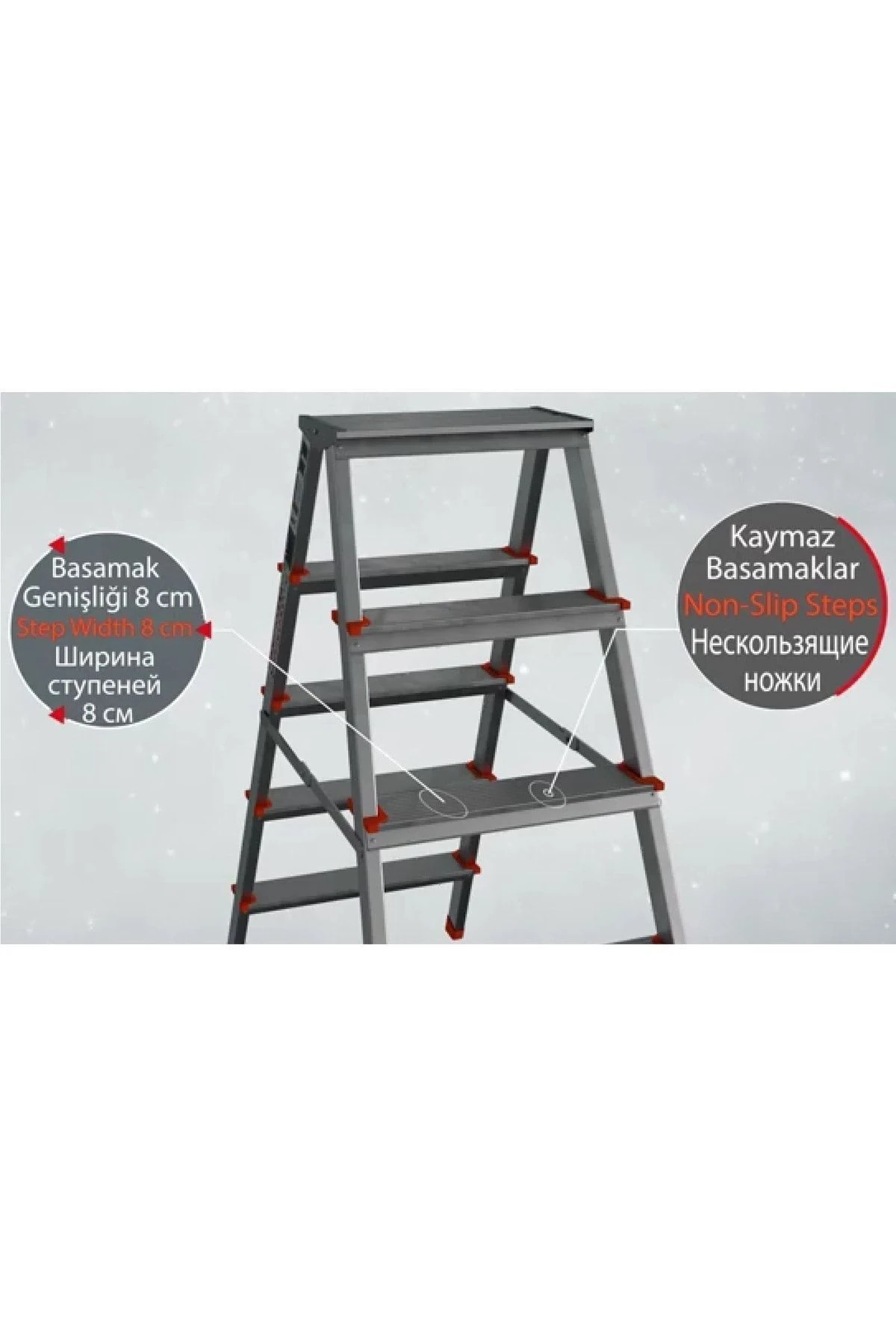 Xxx Paslanmaz Alüminyum Çift Çıkışlı Çift Taraflı Seyyar Merdiven 5 5 Basamaklı