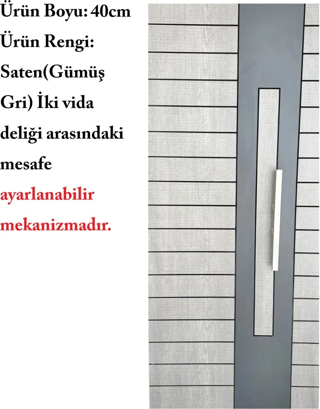 40CM Kare Model Saten Çelik Kapı Çekme Tutma Kolu