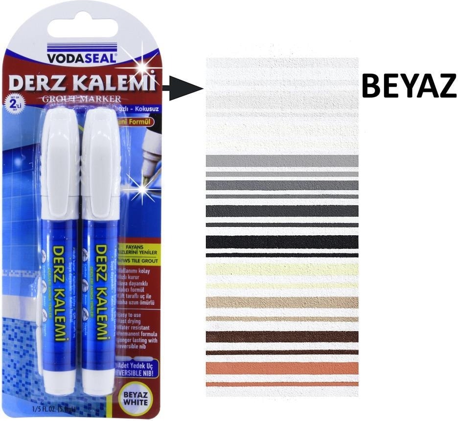 Derz Kalemi 4'lü Paket Beyaz Su Bazlı Kokusuz Fayans Derz Yenileme Yedek Uçlu