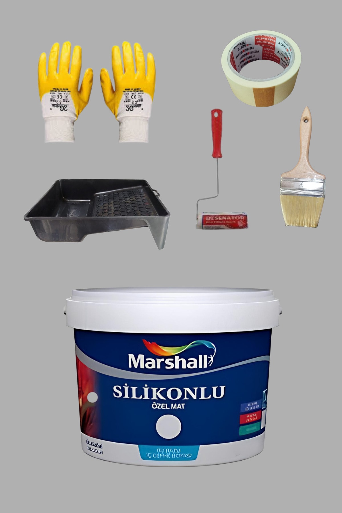 5'li Set Silikonlu Özel Mat Duvar Boyası Meteor 50 Çeşit Renk 2.5lt