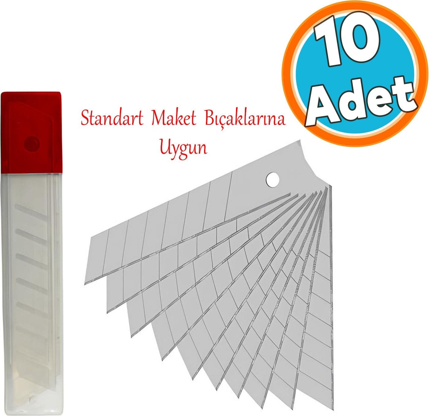 Maket Bıçağı Yedeği Ucu Kalınlık 0.50 mm En: 1.8 cm Uzunluk: 10 cm Kırılabilir Yedek Uç 10 Adet