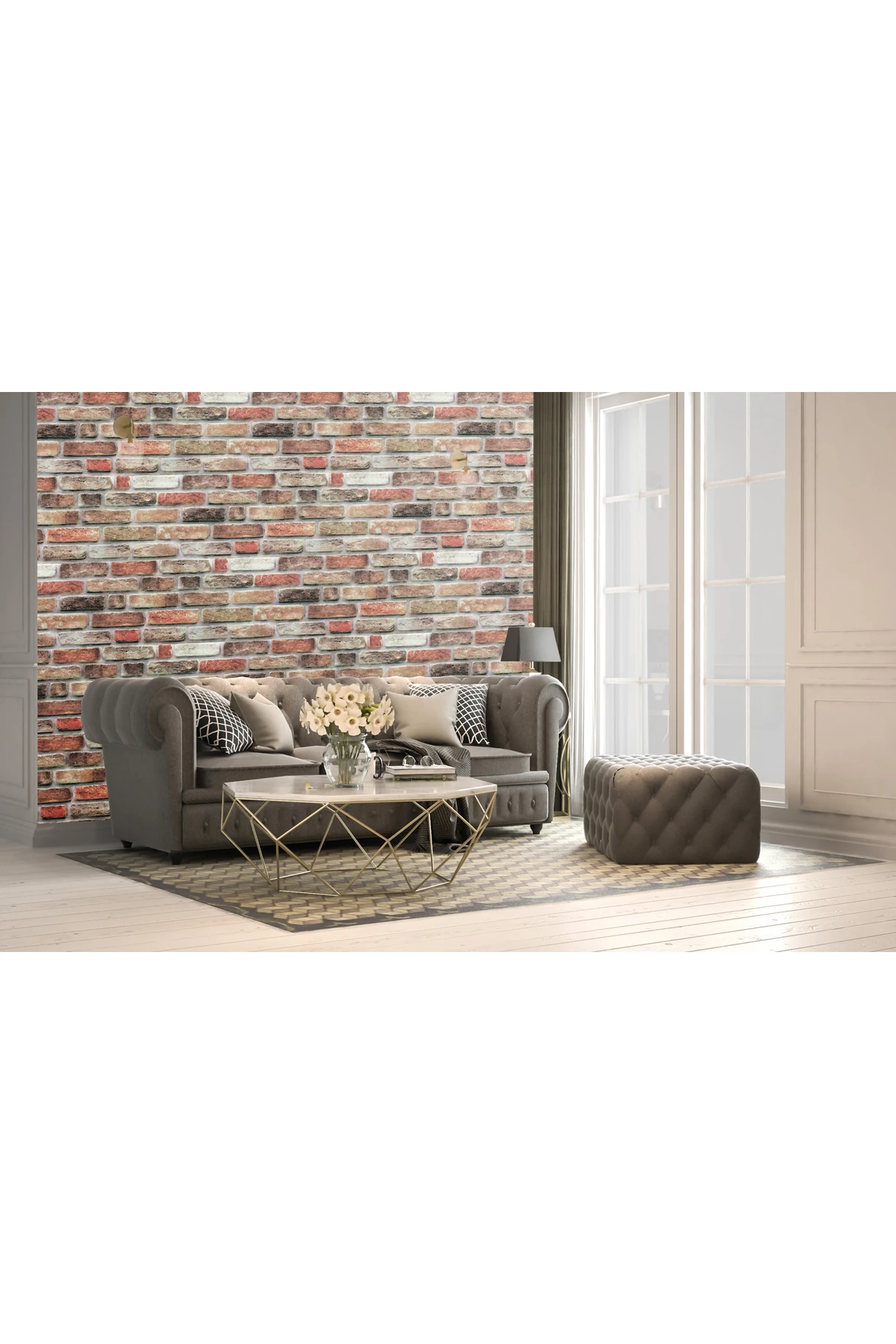 5 Adet (2,5M2) X Tuğla Desenli 3 Boyutlu Renkli Strafor Köpük Duvar Kaplama Paneli (BR-508)