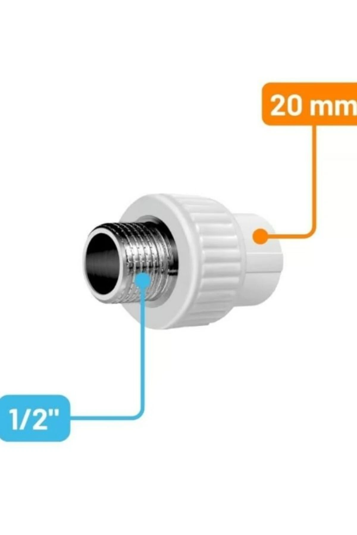 Erkek Nipel 20x1/2 Dış Dişli 10 li