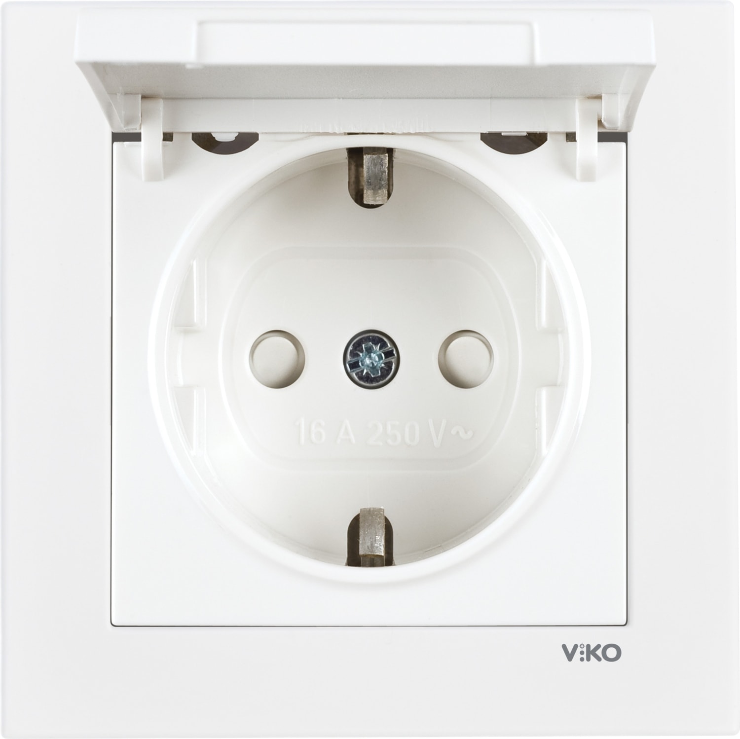 Karre 55 Serisi Çocuk Korumalı Kapaklı C1 Mekanizmalı Topraklı Priz Beyaz - 90940012