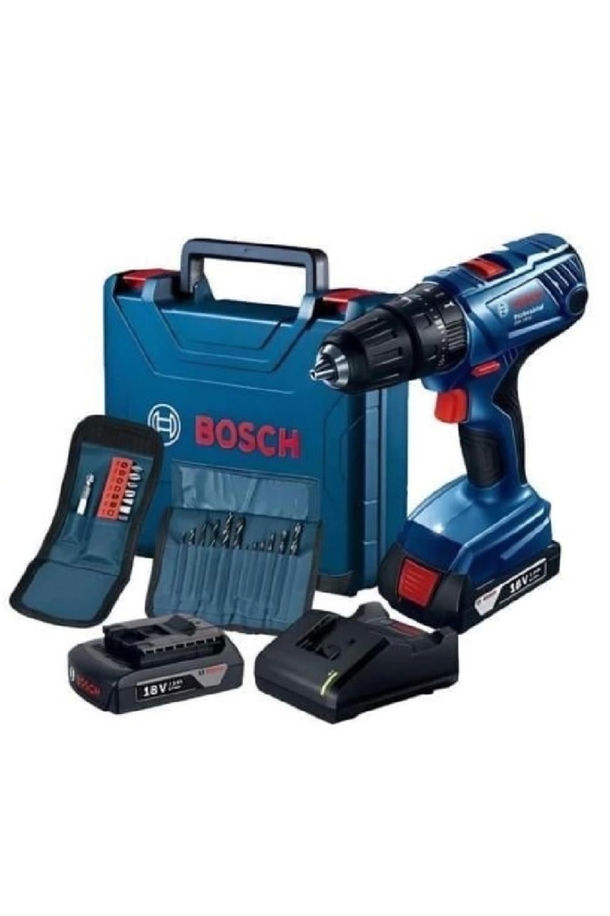 BOSCH Professional GSB 180-LI 2.0 Ah Çift Akülü Darbeli Vidalama Makinesi + 23 Parça Set - 06019F830